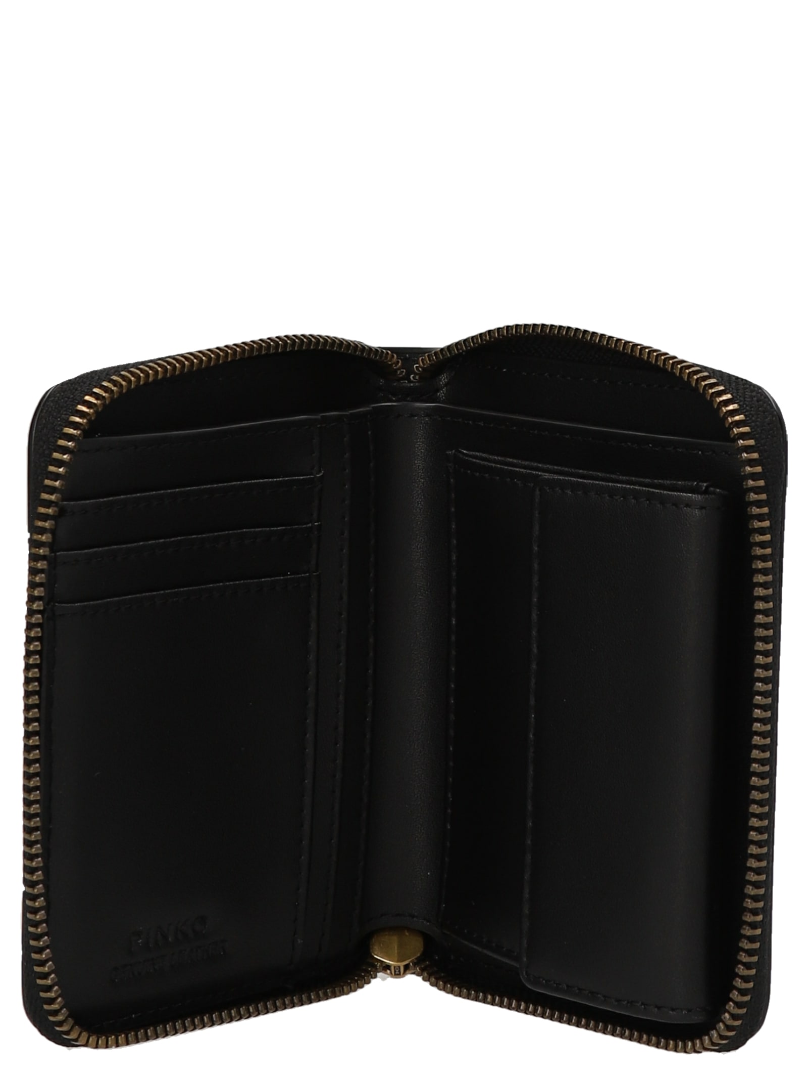 Pinko Logo Plaque Zip-around Wallet In Black