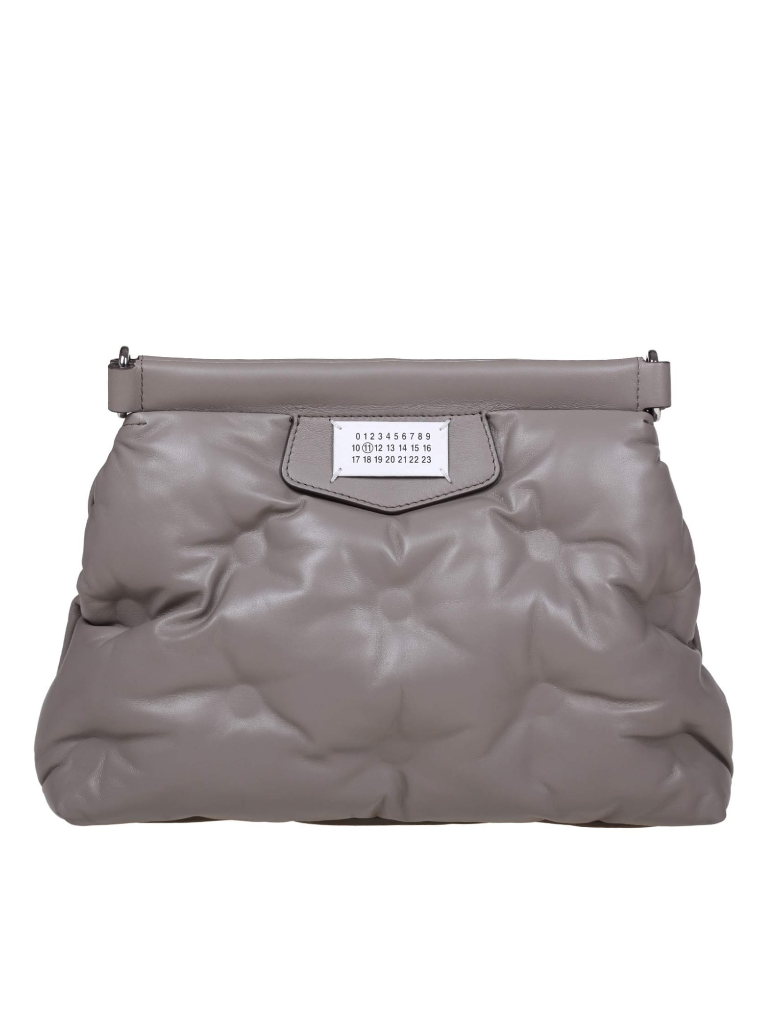 Shop Maison Margiela Shoulder Bag In Matelasse Leather Gray Color In Calce