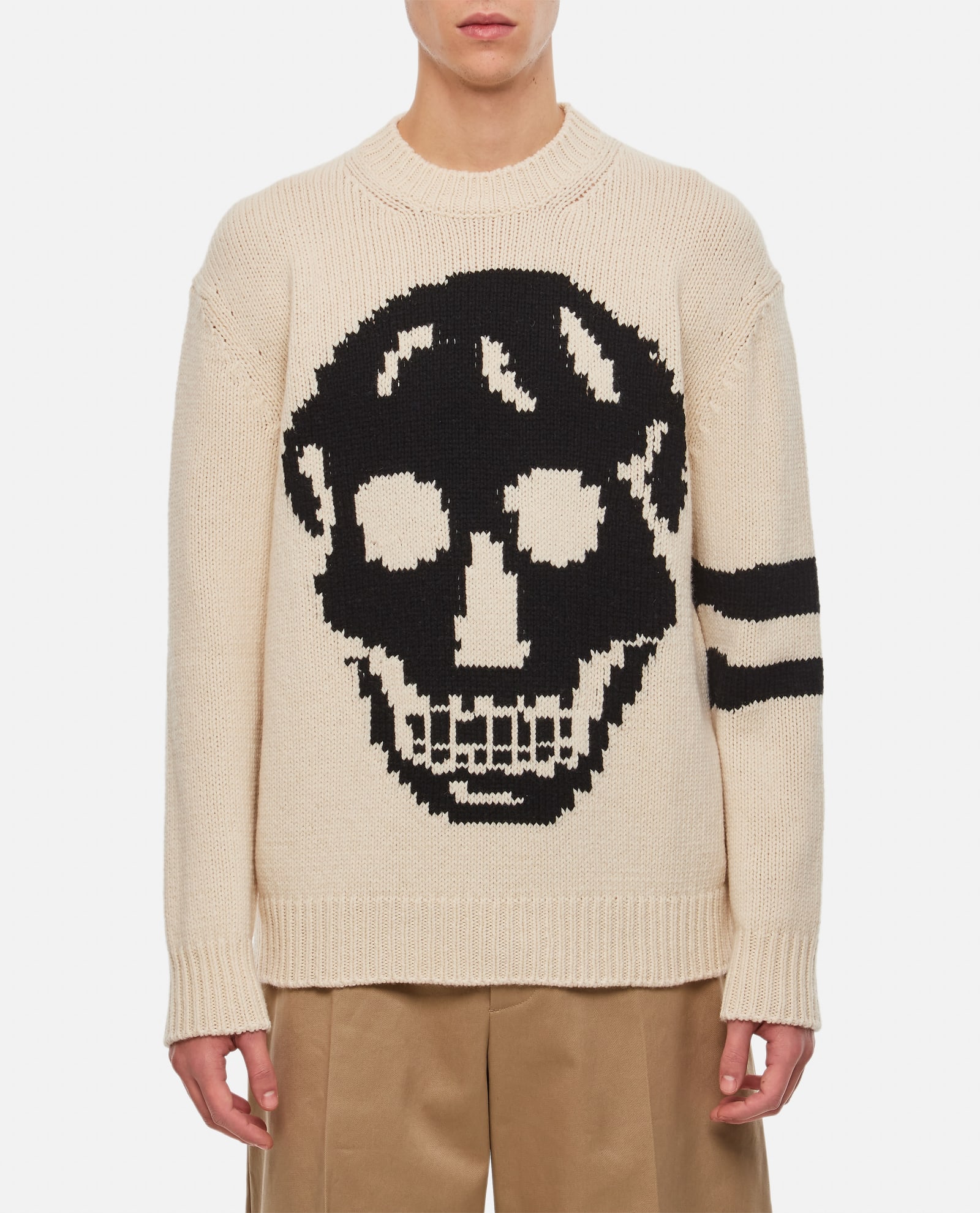 Shop Alexander Mcqueen Skull Sweater In Neutrals/black