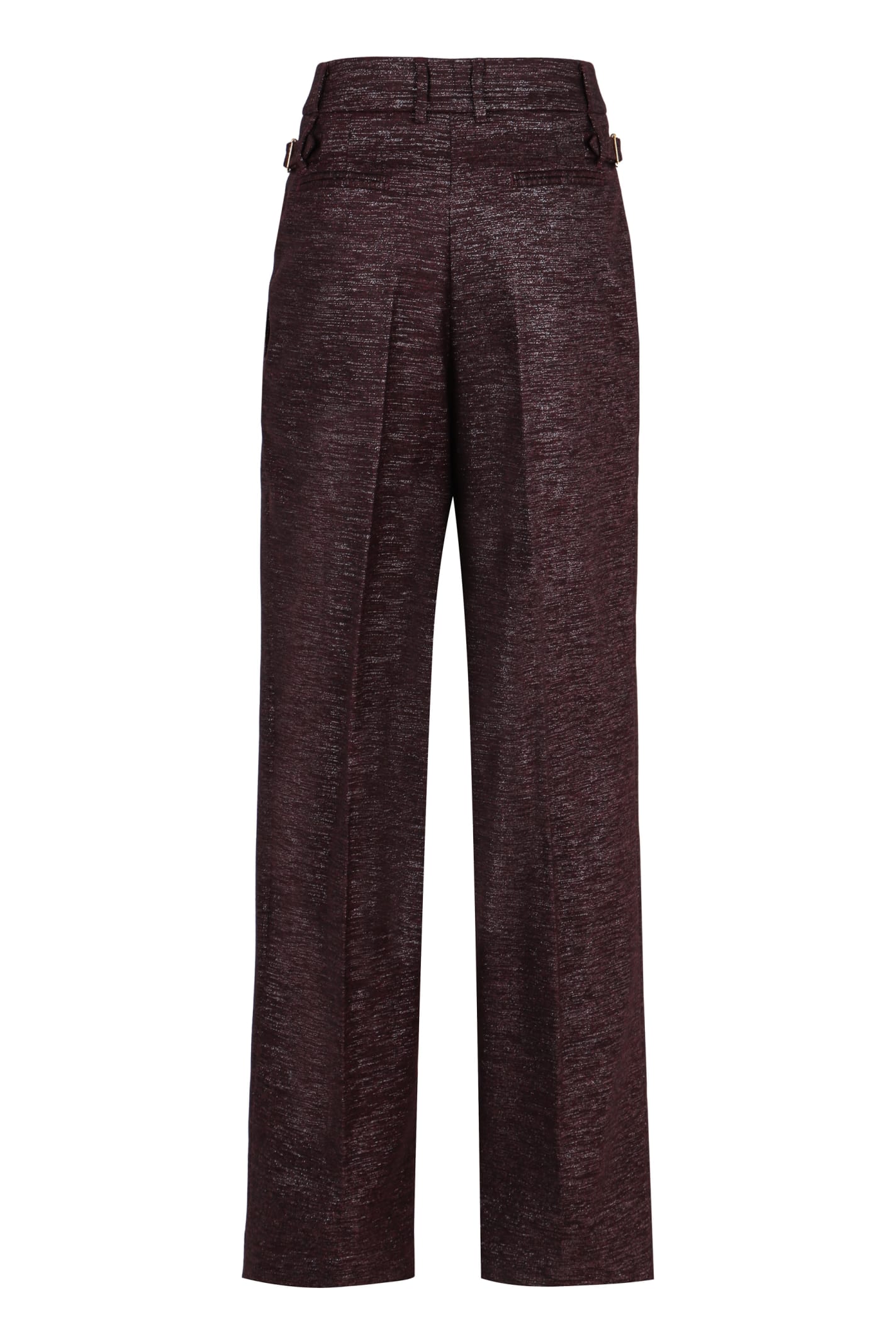 Shop Pt Torino Knitted Lurex Wide-leg Trousers In Burgundy