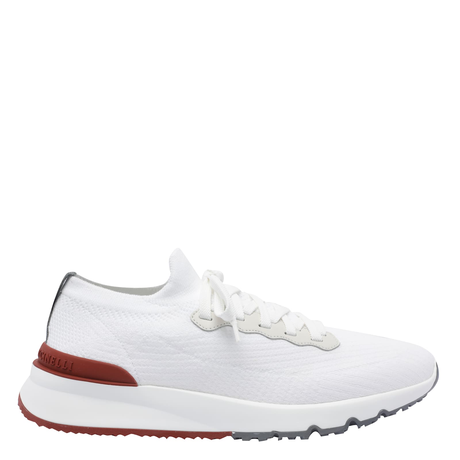 Brunello Cucinelli Breathable Low Top Sneakers With Raised Sole In White