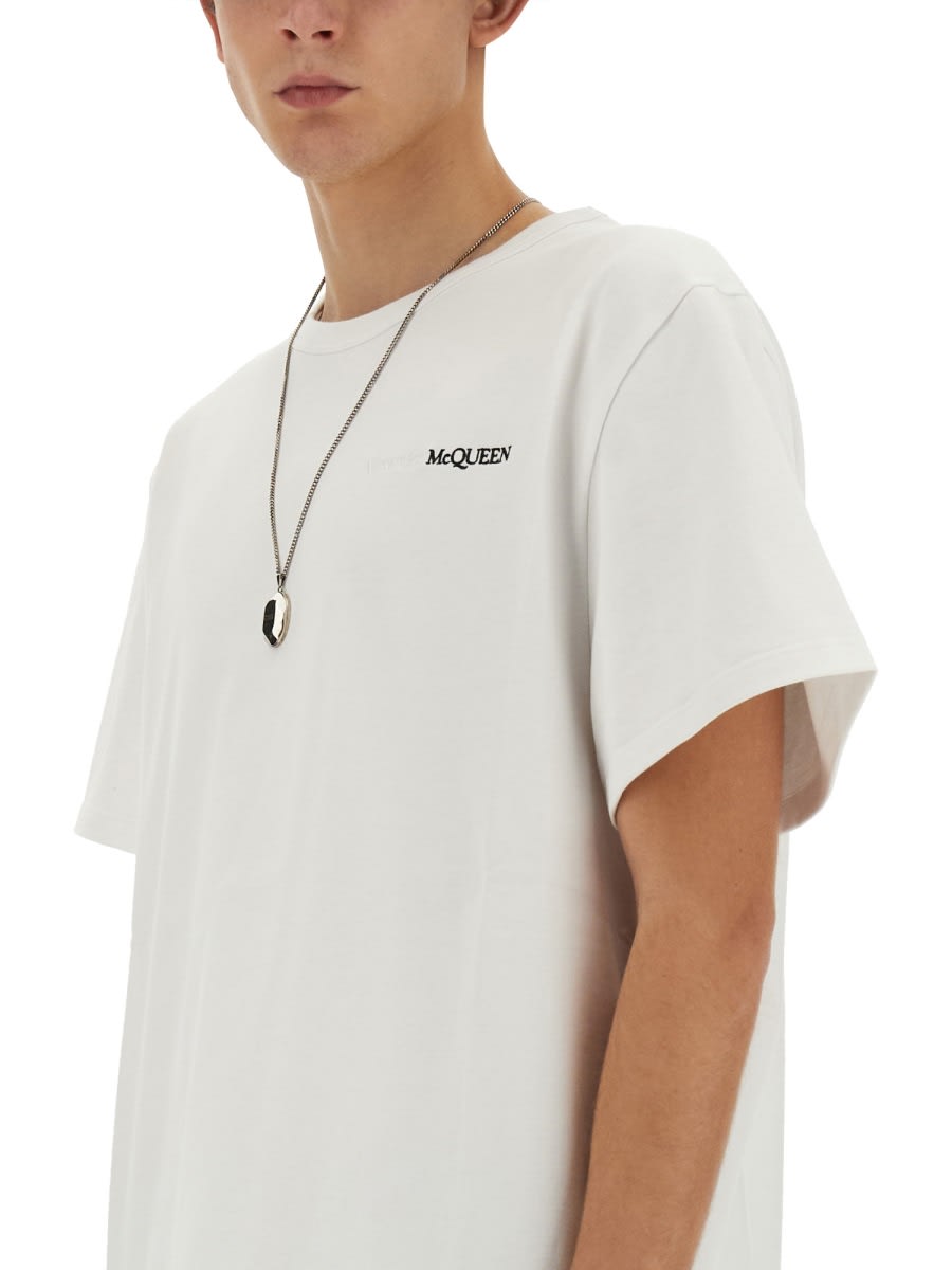 Shop Alexander Mcqueen T-shirt With Embroidered Logo In White