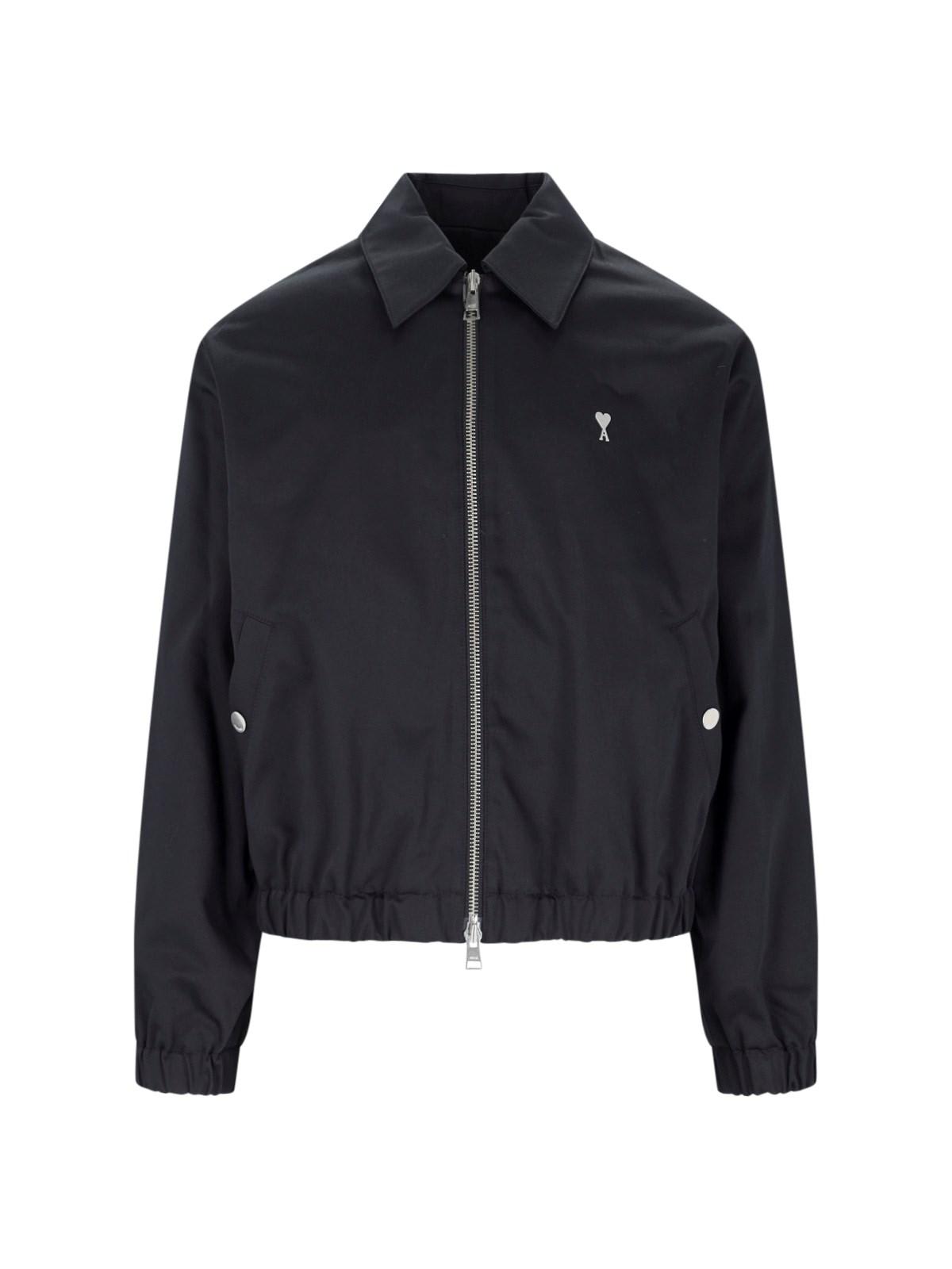 Shop Ami Alexandre Mattiussi Logo Zip Jacket In Noir