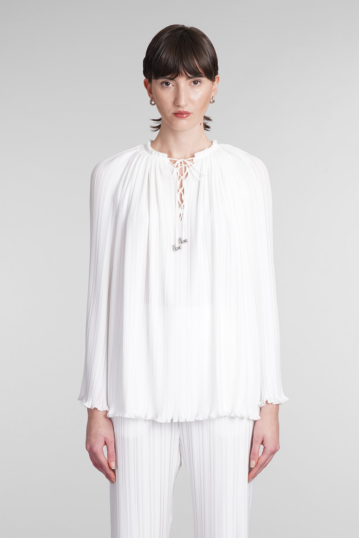 Shop Lanvin Blouse In Beige Polyester In Off White