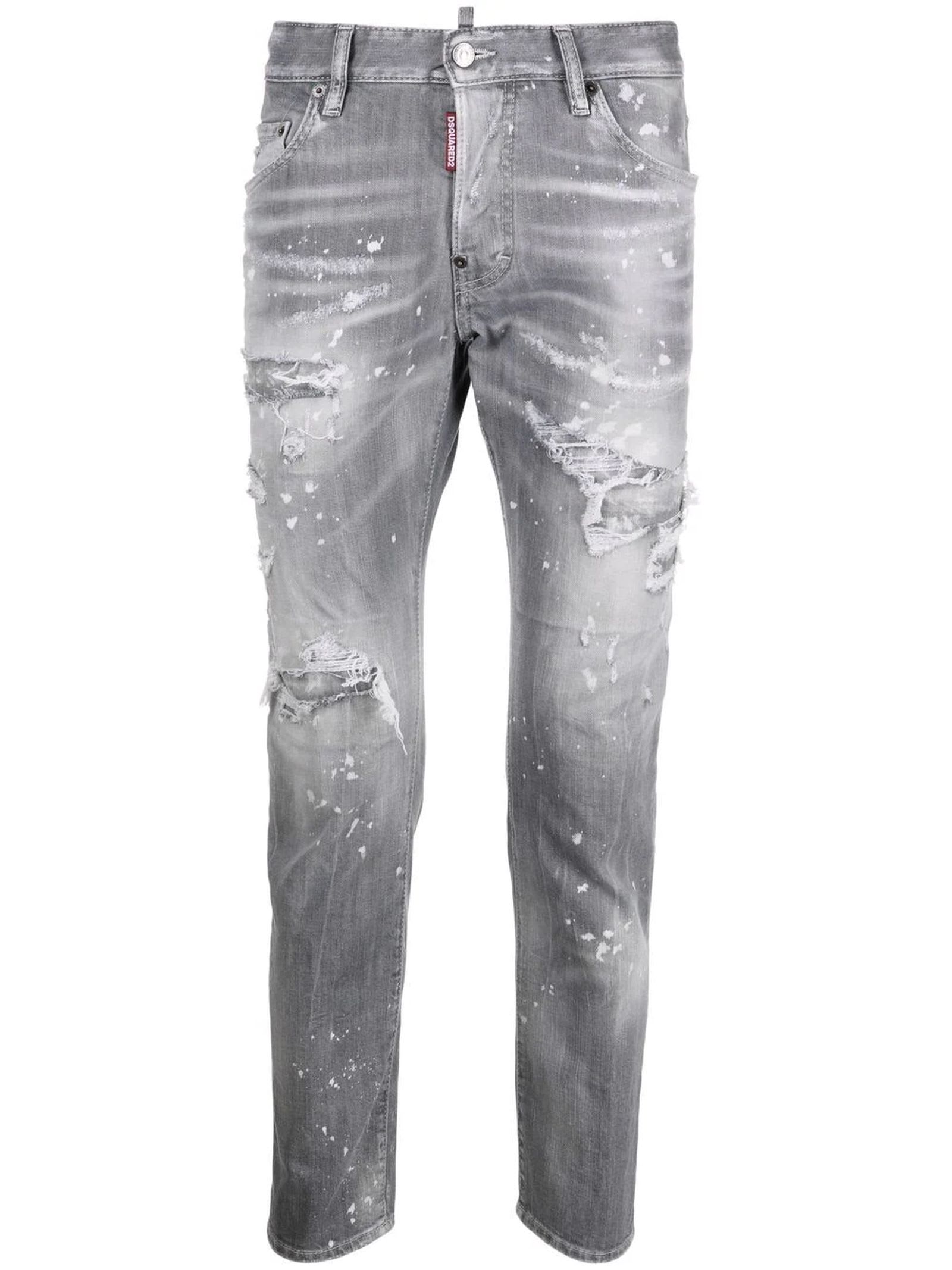 Dsquared2 Light Grey Stretch-cotton Denim Jeans