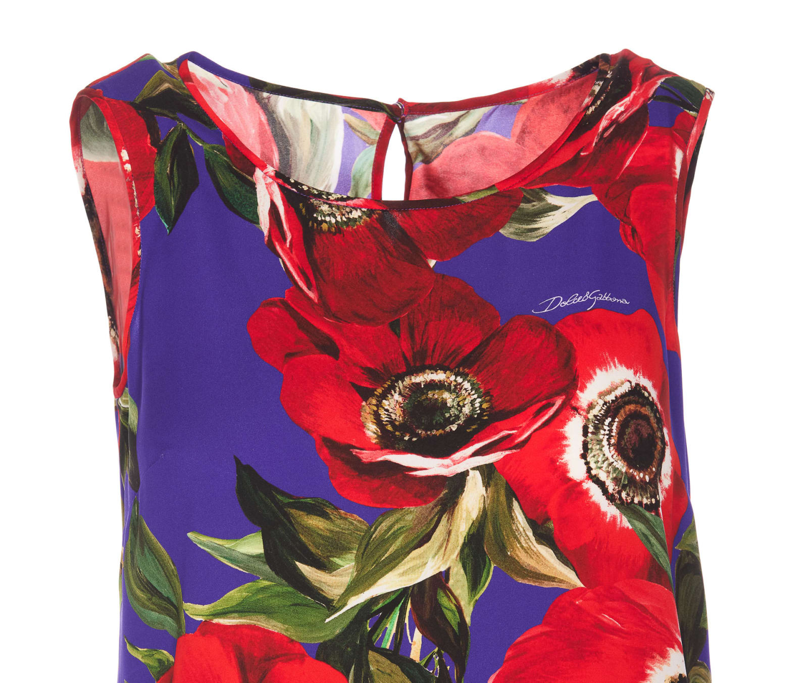 Shop Dolce & Gabbana Charmeuse Tank Top With Anemone Print In Multicolour
