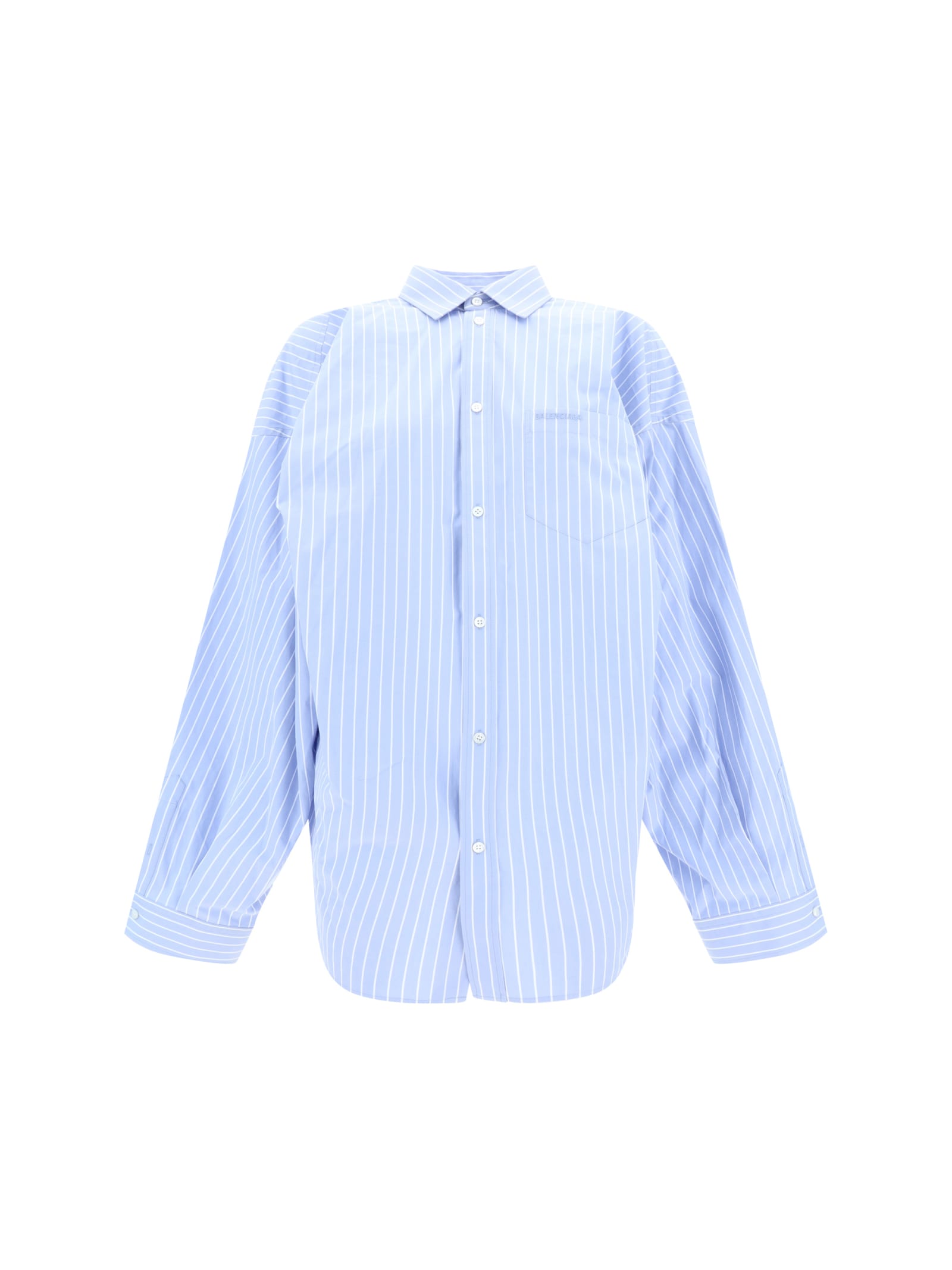 Shop Balenciaga Asymmetric Shirt In Sky Blue/white