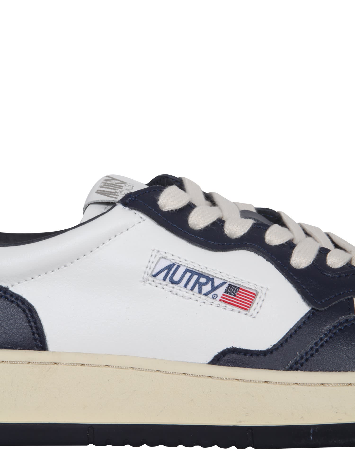 Shop Autry Leather Sneakers In Blue/white