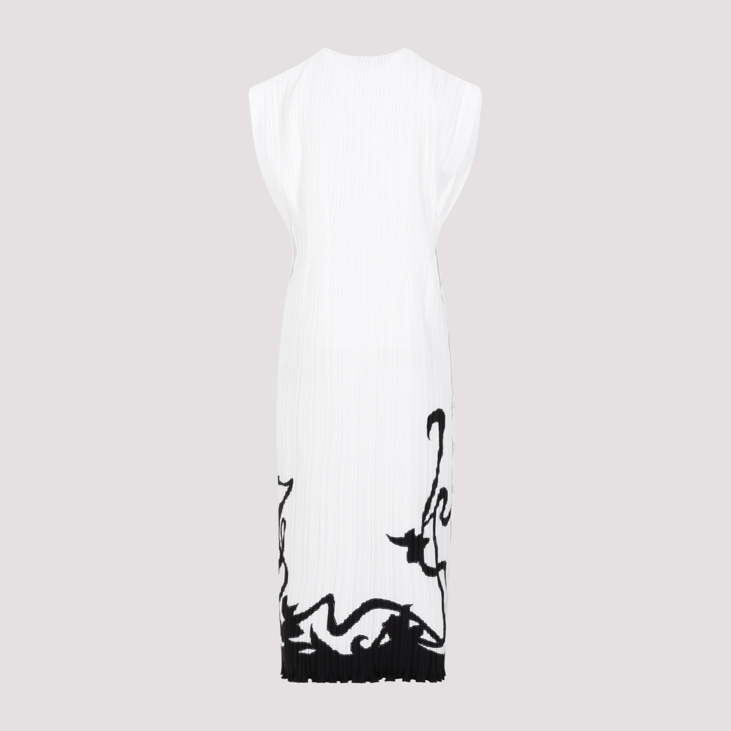 Shop Lanvin Sleeveless Pleated Midi Dress In Off White