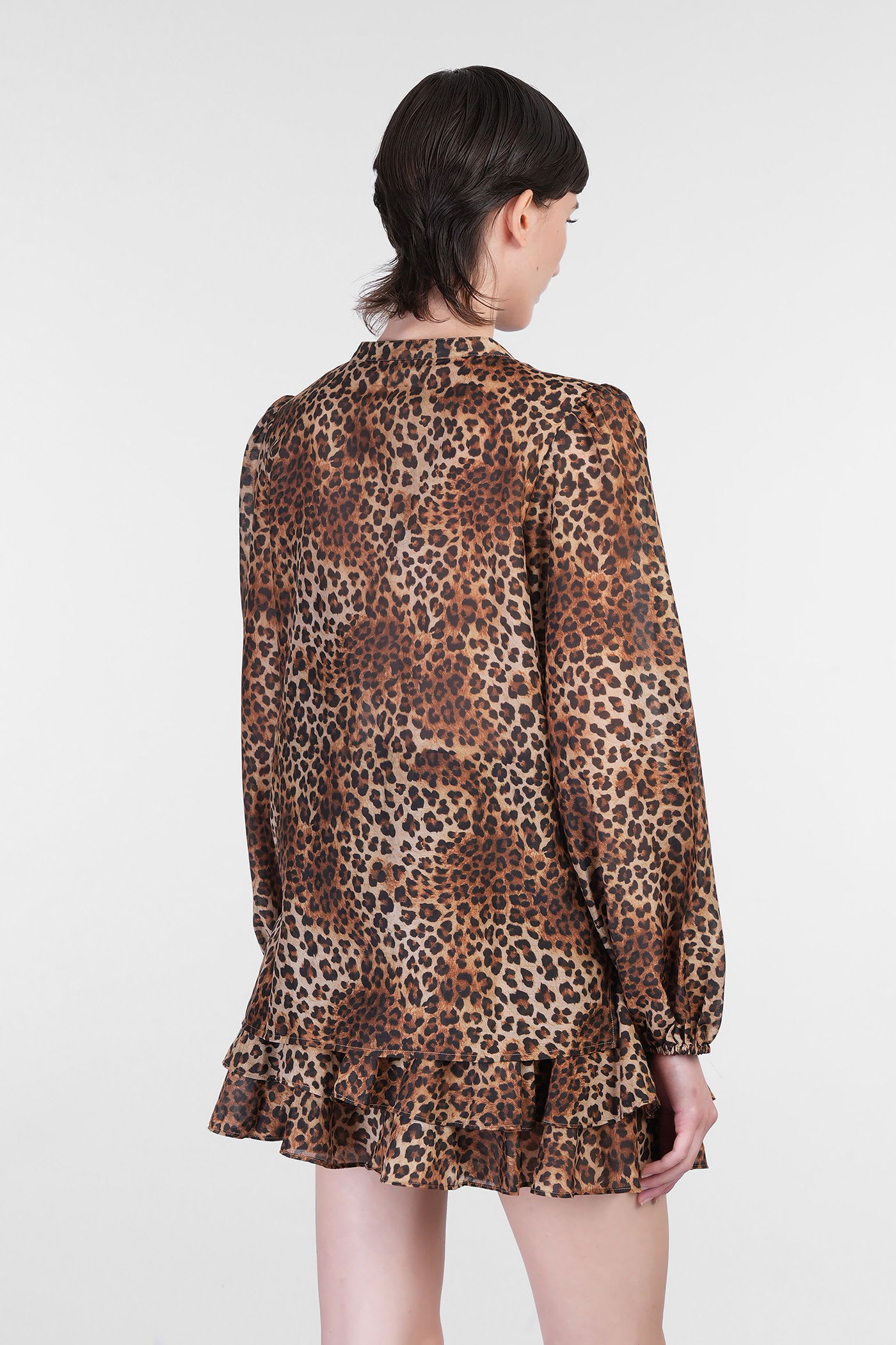 Mc2 Saint Barth Harper Blouse In Animalier Cotton In Animal Print