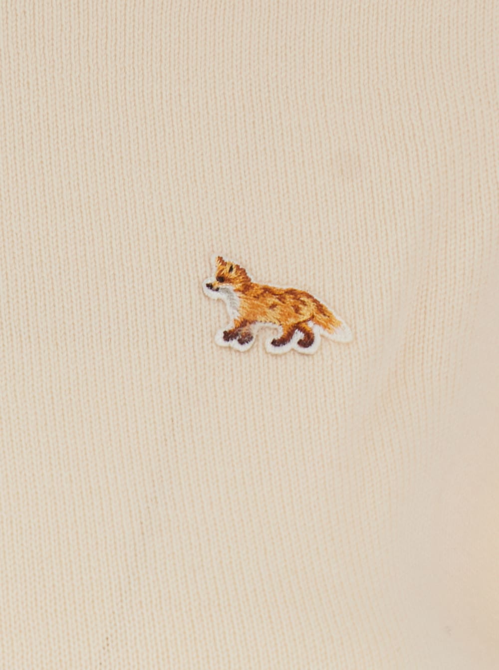 Maison Kitsuné Beige Sweater With Baby Fox Logo Patch On The Front In Wool Woman In Neutral