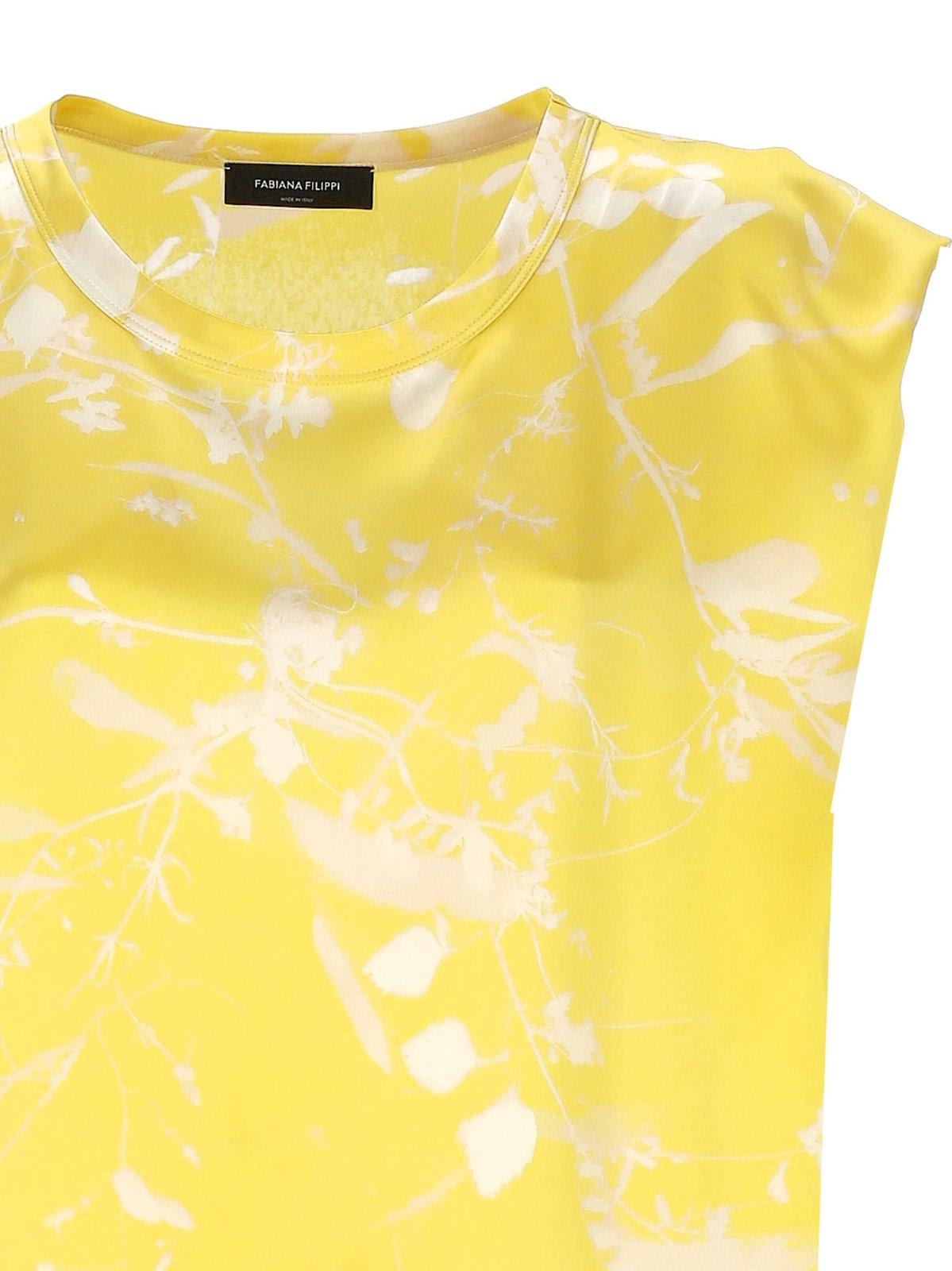FABIANA FILIPPI GRAPHIC PRINTED SLEEVELESS SATIN TOP