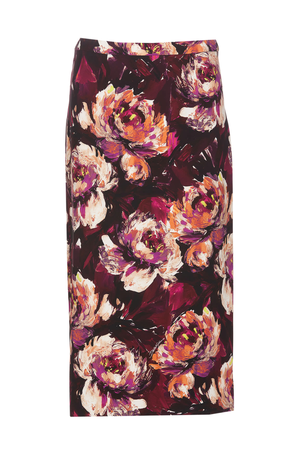 Shop Dolce & Gabbana Peony Print Skirt In Pink