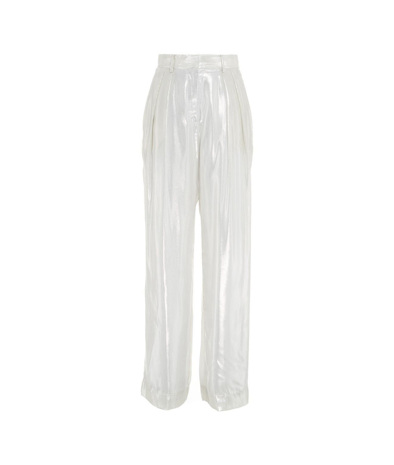 Shop Staud Glitter Wide-leg Trousers In Slvr Silver