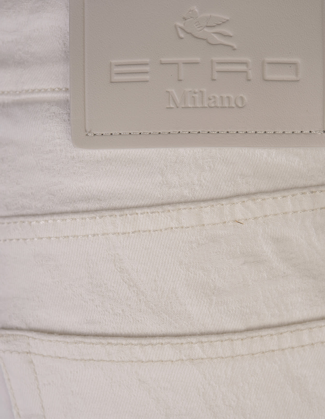 Shop Etro White Jacquard Slim Jeans