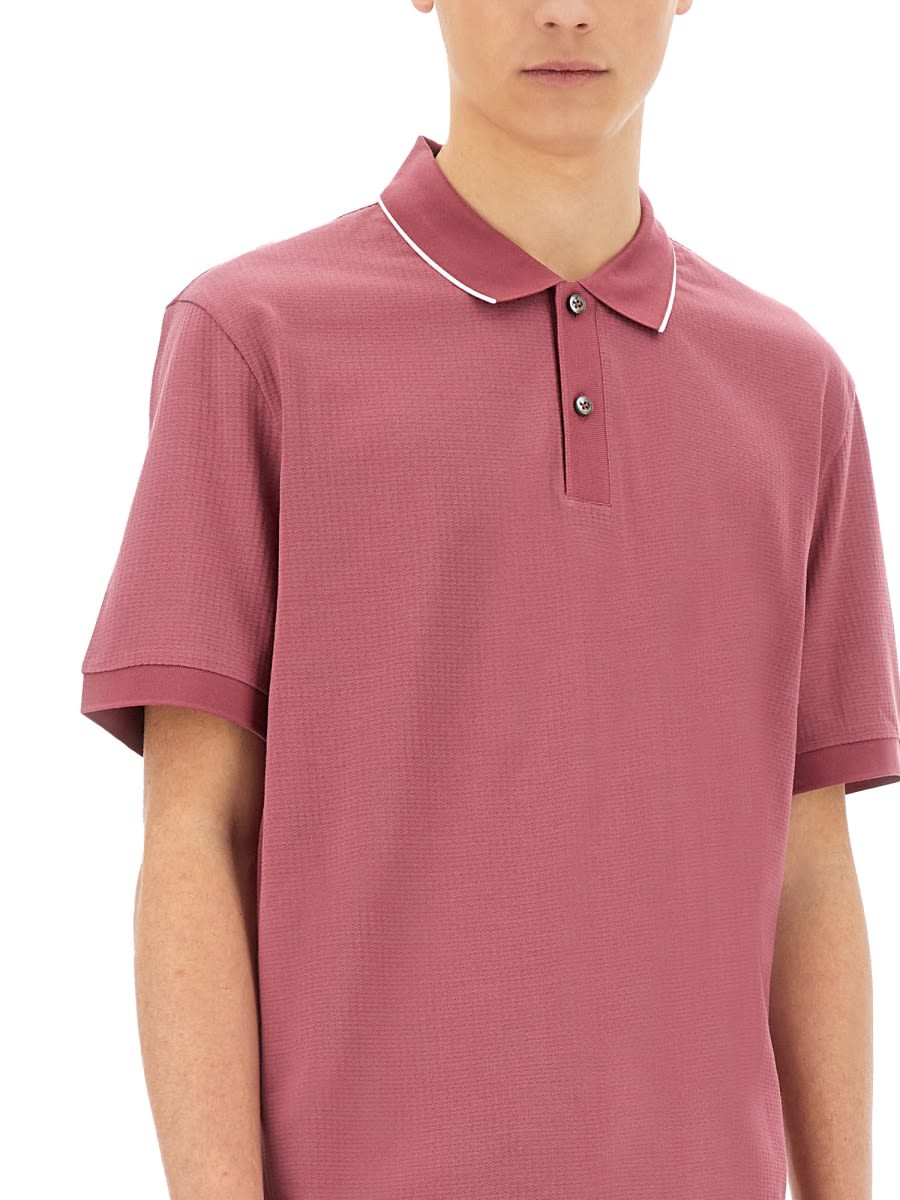 Hugo Boss Boss Silk-blend Pink Polo In Pink
