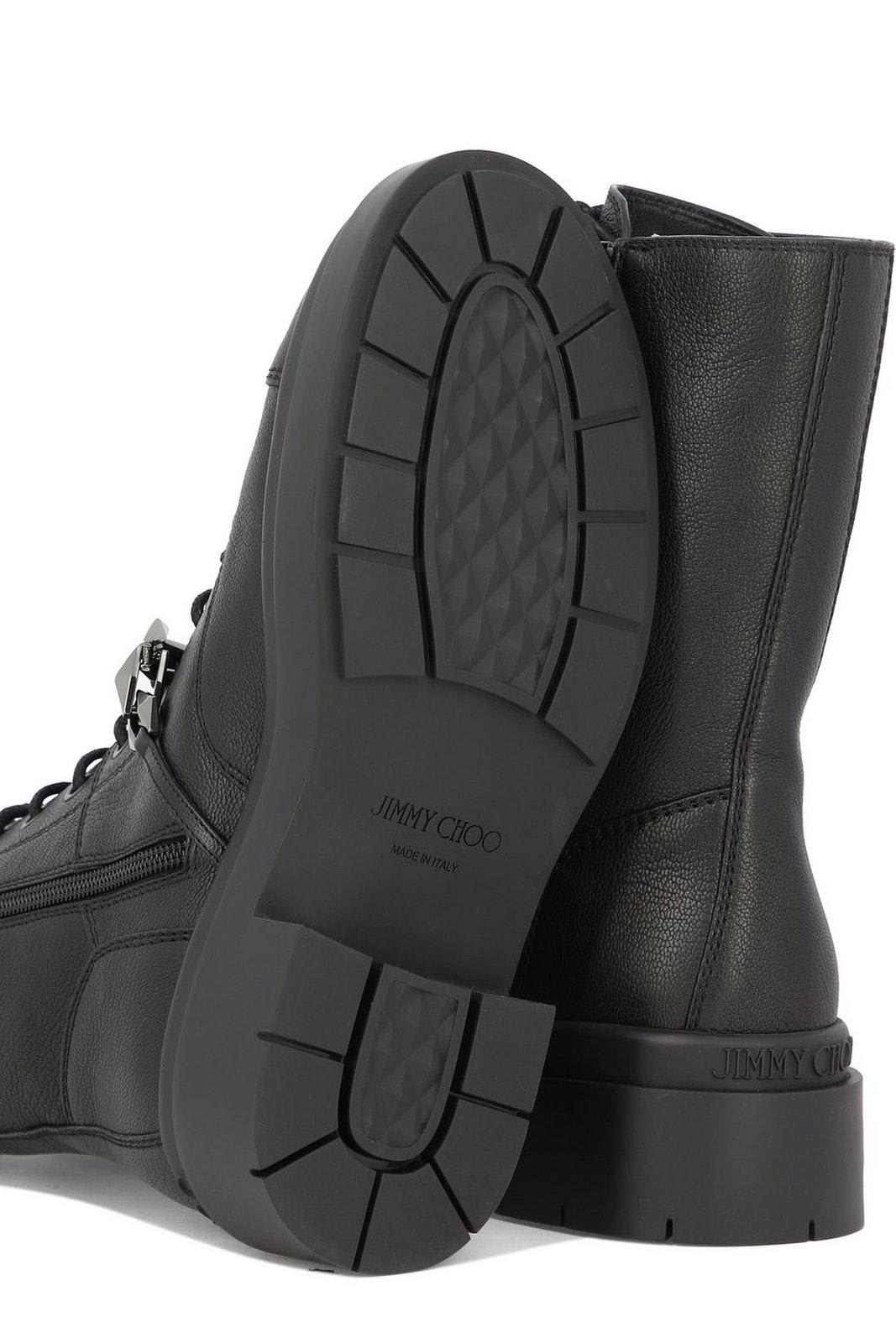 Shop Jimmy Choo Nari Combat Boots In Black Anthracite