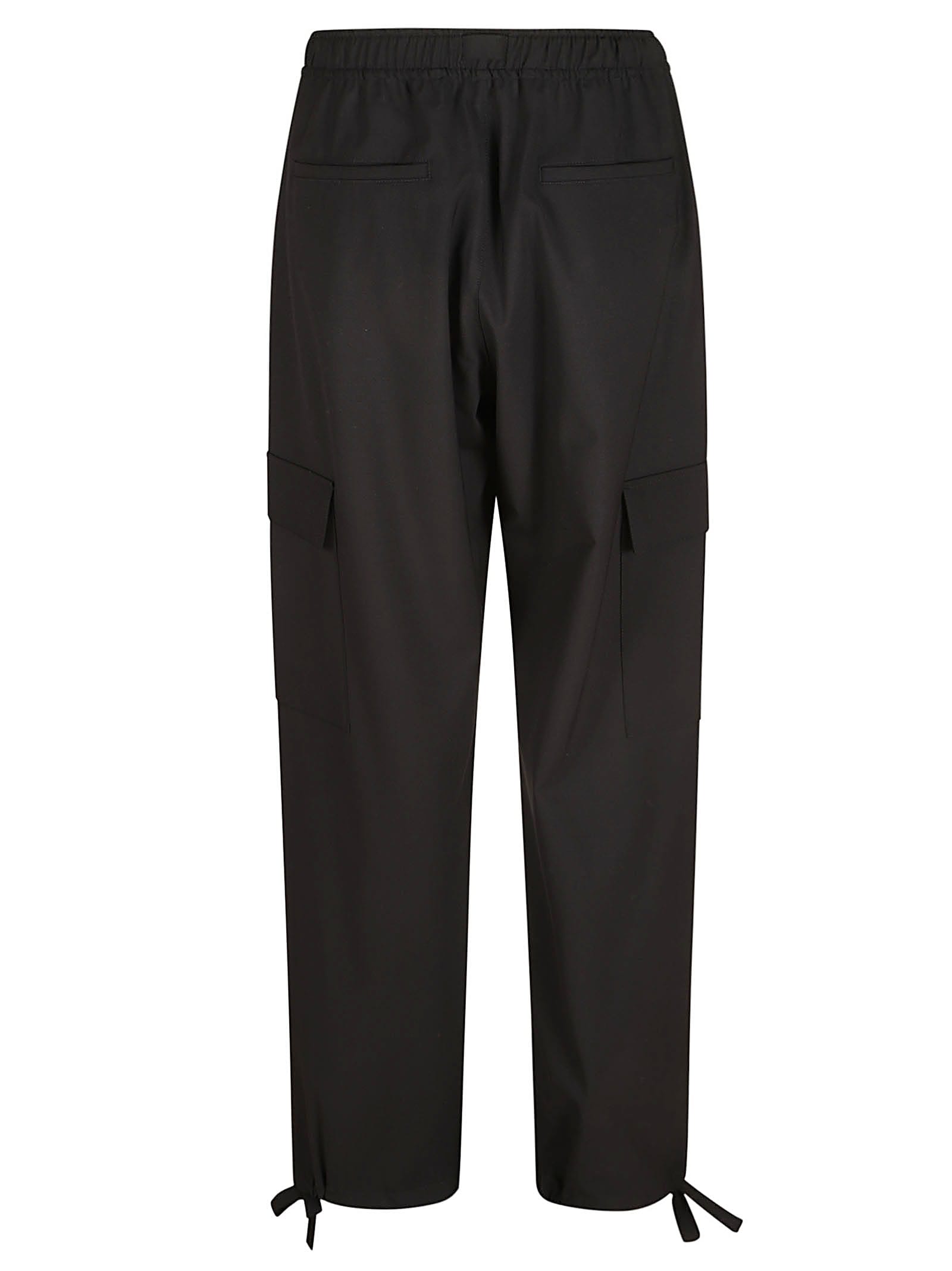 Shop Msgm Cargo Straight Laced Trousers In Black