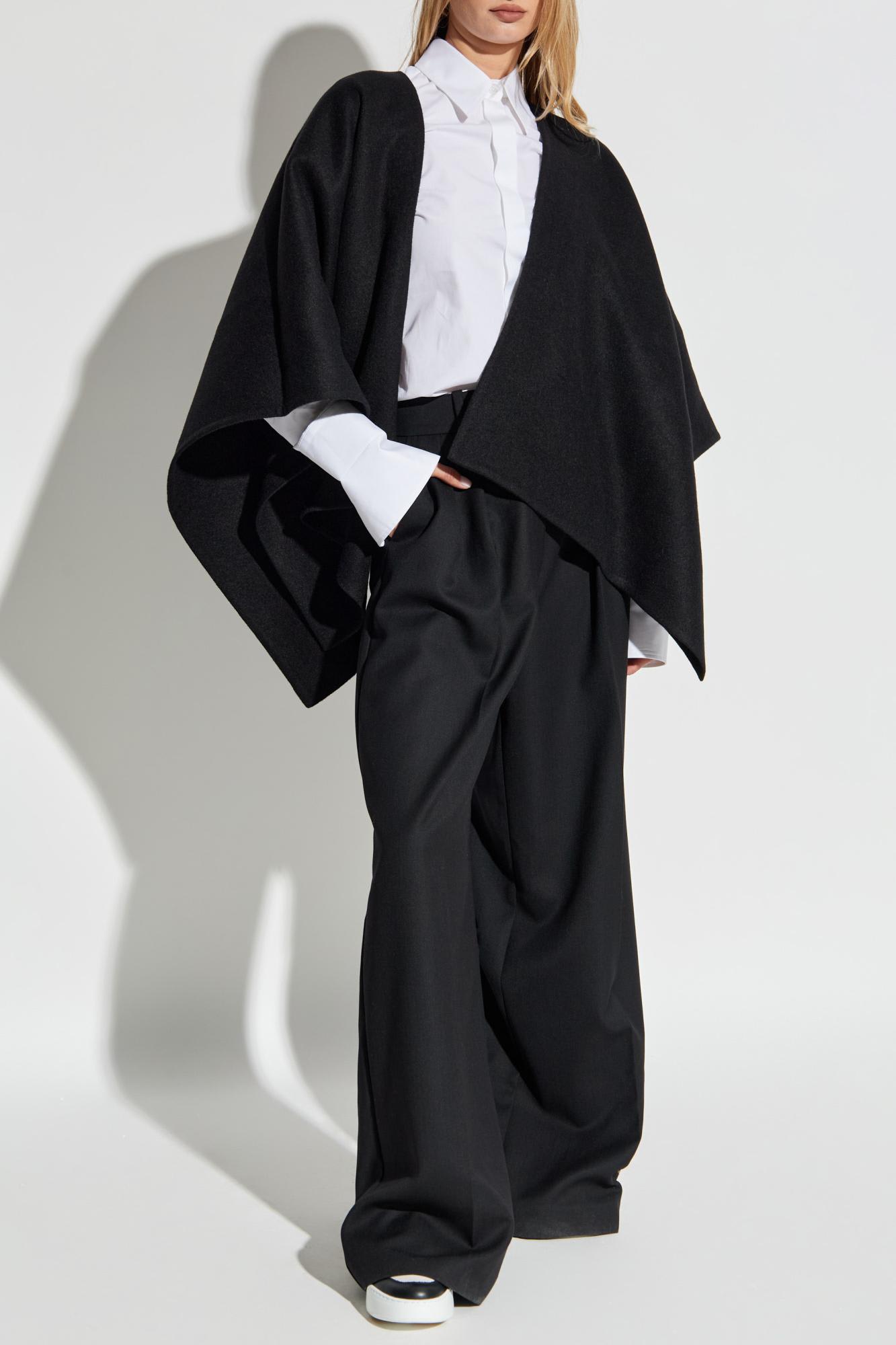 Max Mara Serra Draped Cape In Black