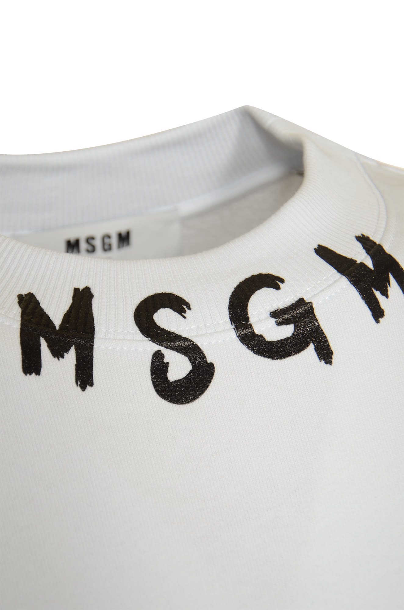 Shop Msgm Logo Neck Sweater In Bianco