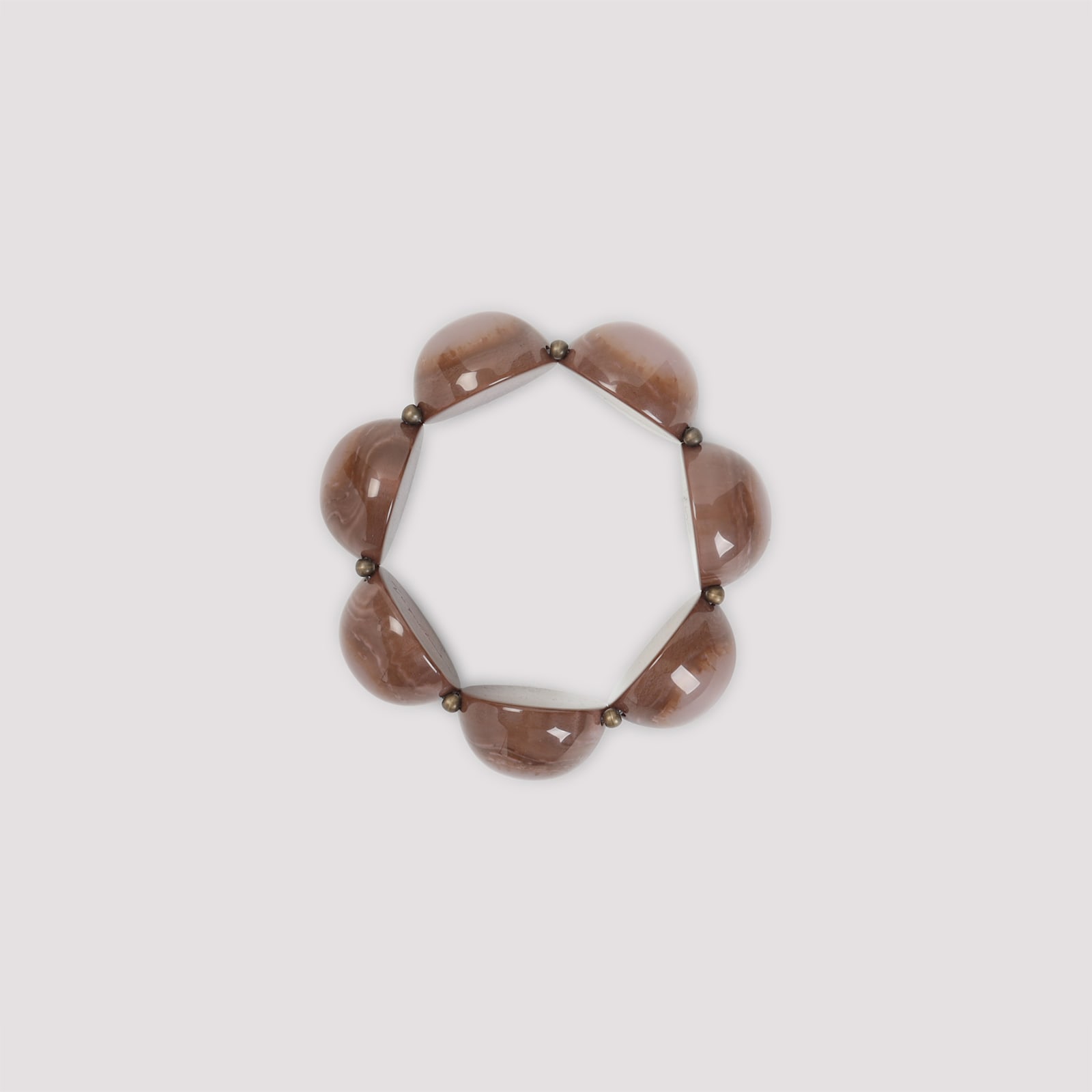 Giorgio Armani Beaded Polyester Elasticated Bracelet Half Sphere In Brown