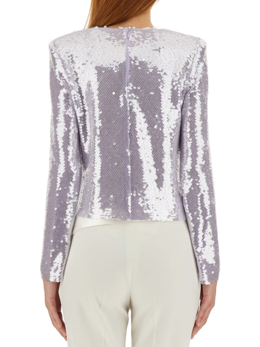 Shop Self-portrait Sequined Shirt In Purple