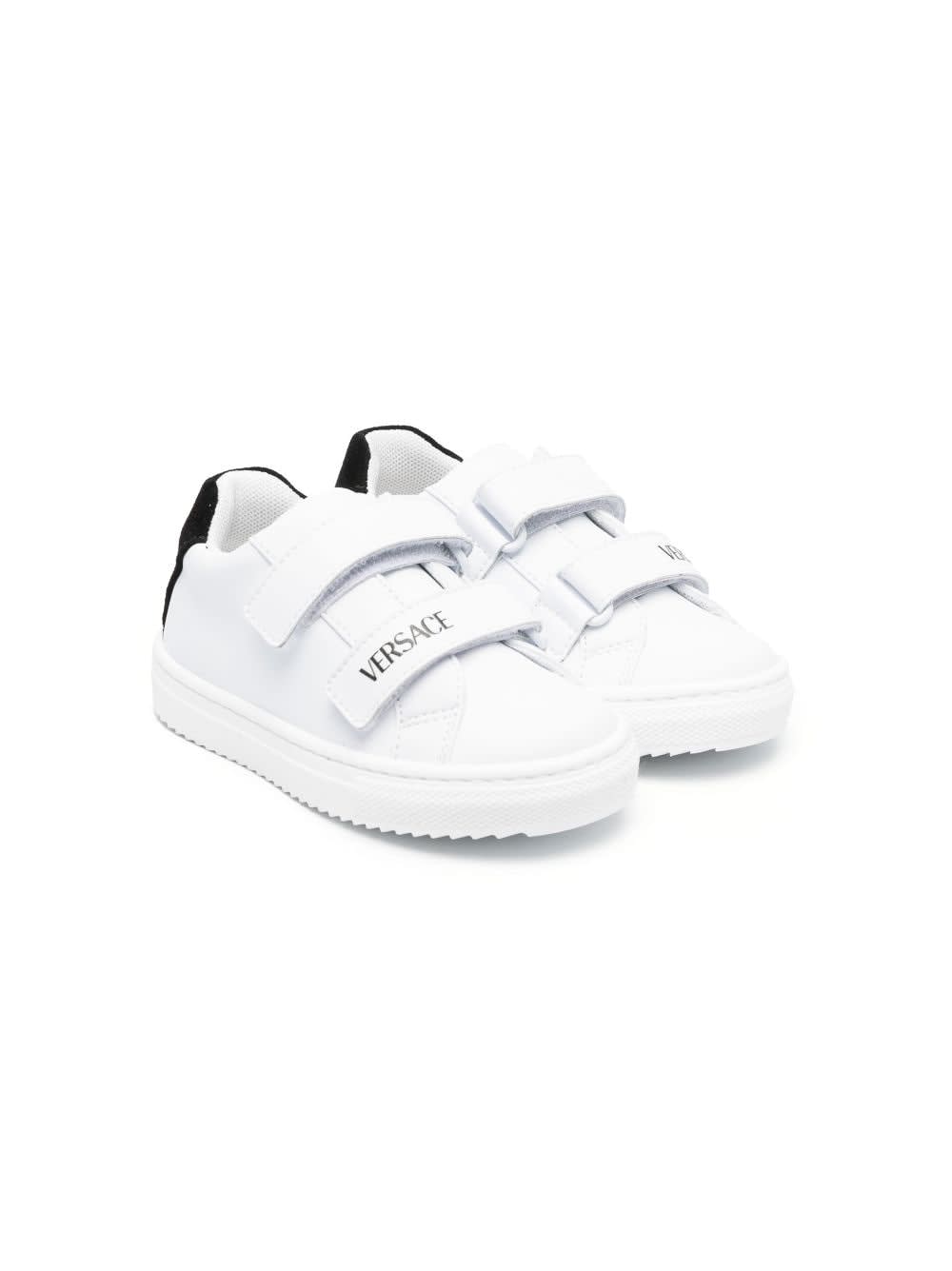 Shop Versace Sneakers Bianche In Pelle Bambino In Bianco