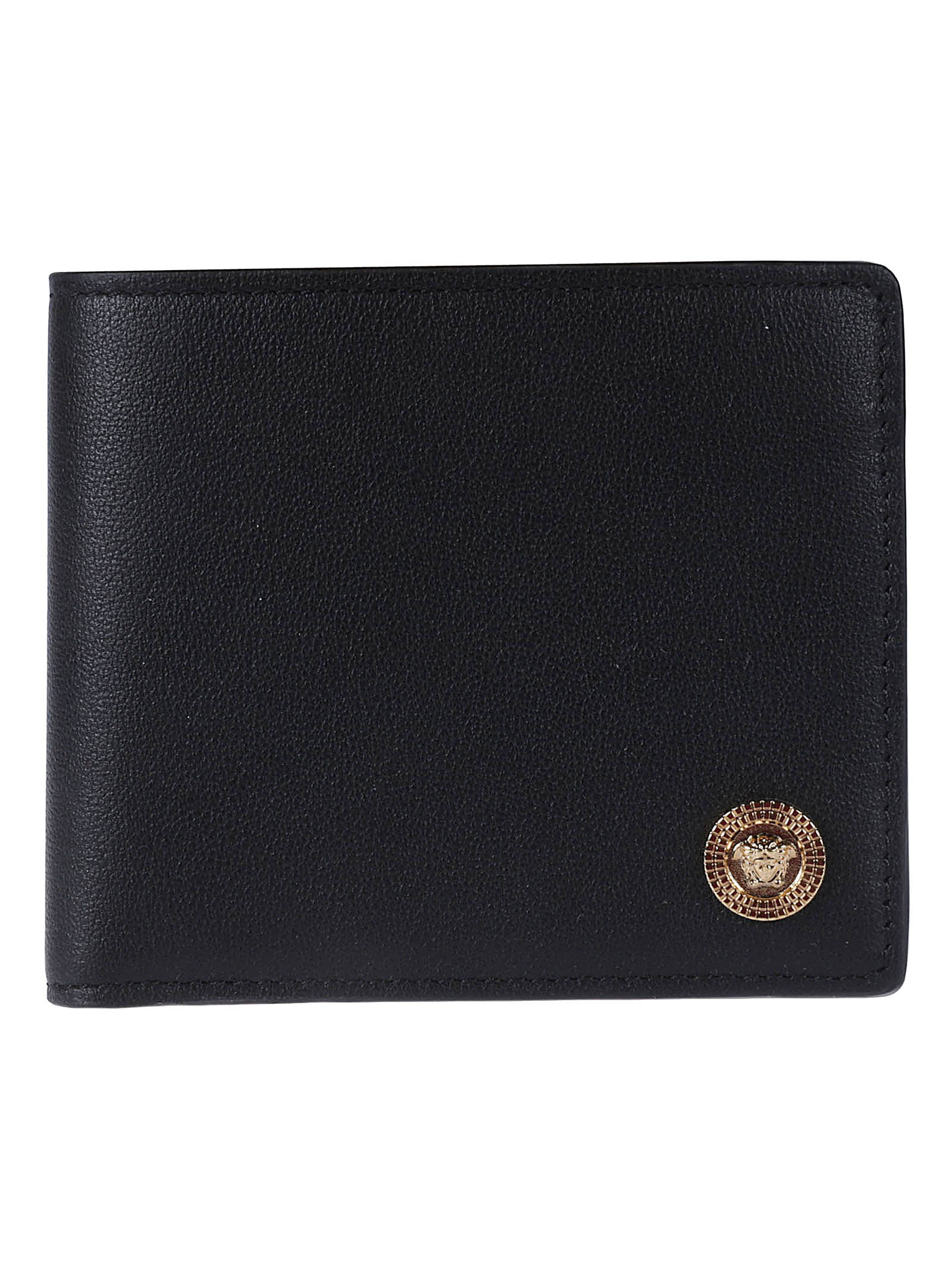 Versace Medusa Plaque Bifold Wallet In Black