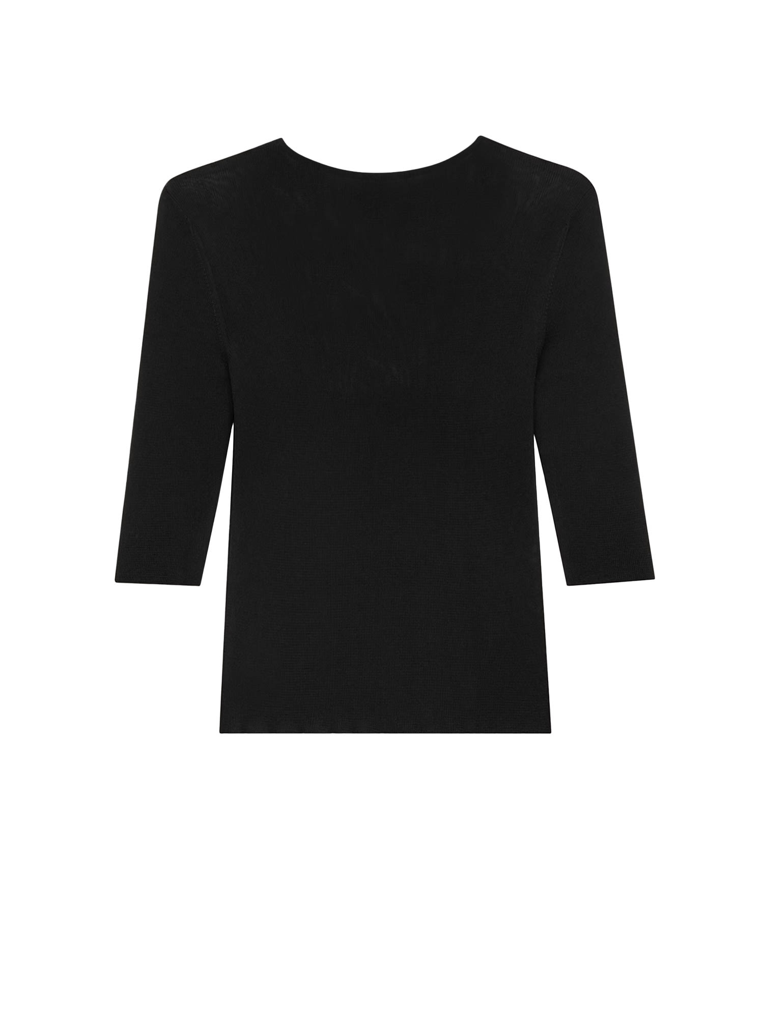 Saint Laurent Semi-sheer Crewneck Top With Cassandre In Black