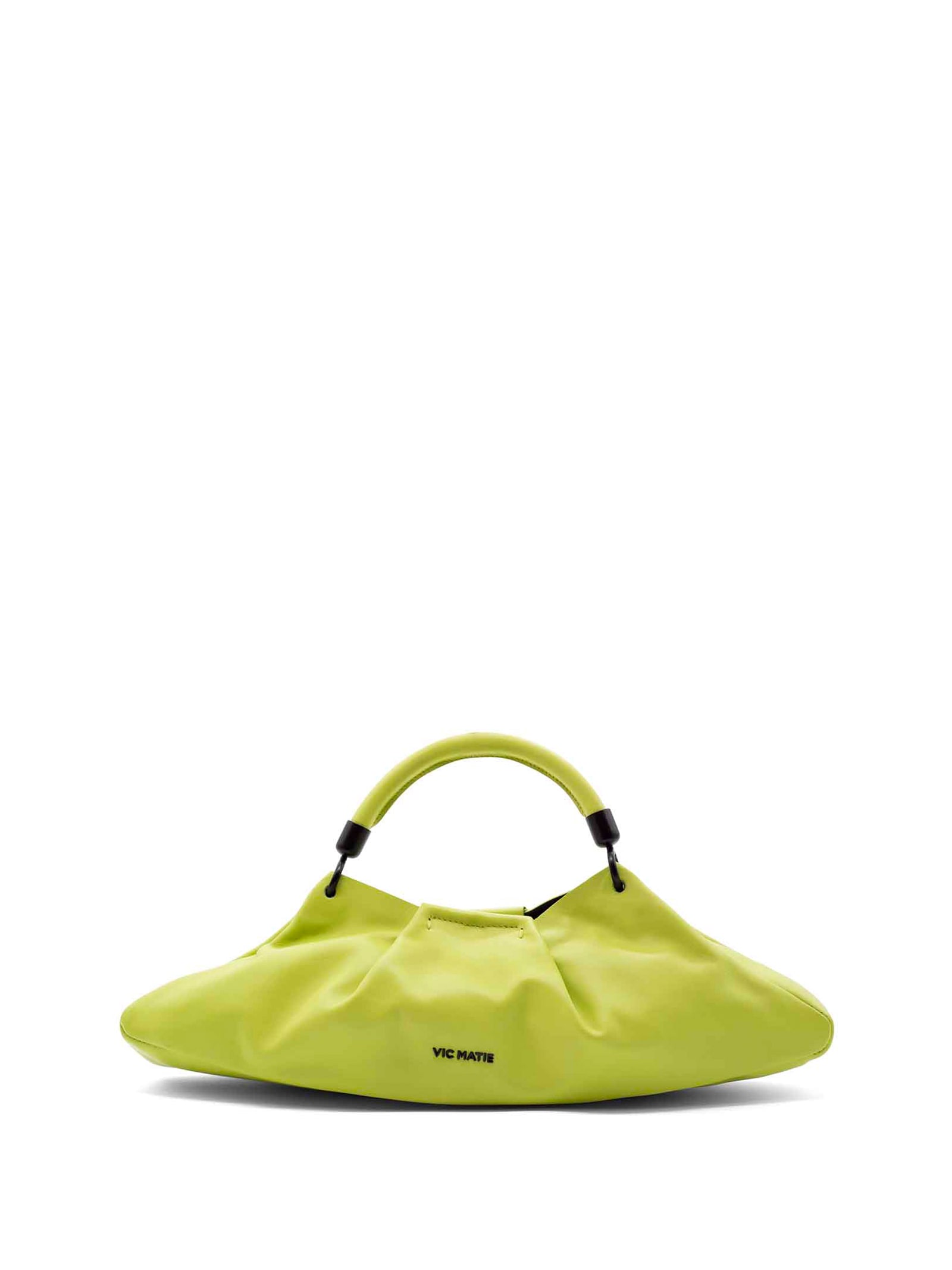 Vic Matié Lime Green Leather Clutch Bag With Shoulder Strap