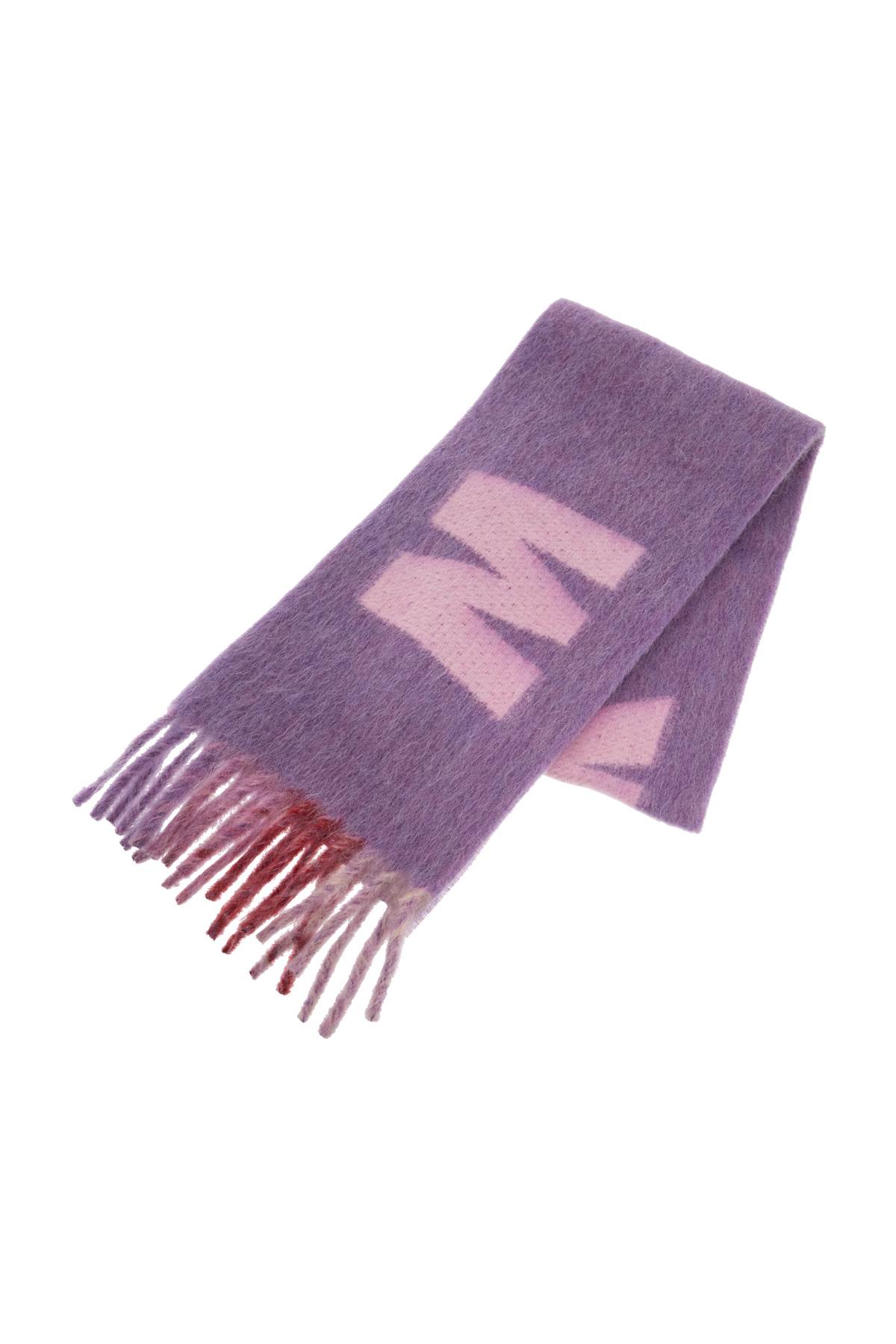 Shop Marni Wool And Mohair Scarf With Maxi Logo In Prune Violet (purple)