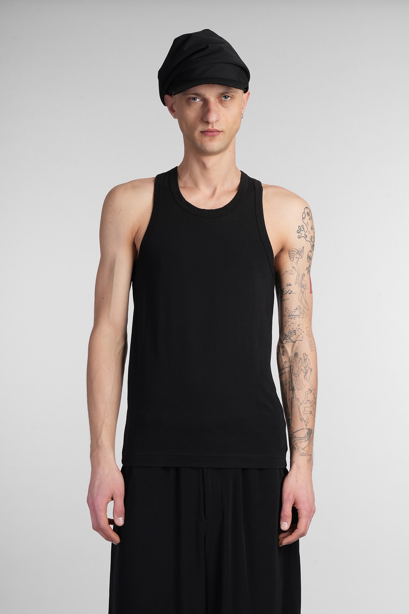 Tank Top In Black Cotton