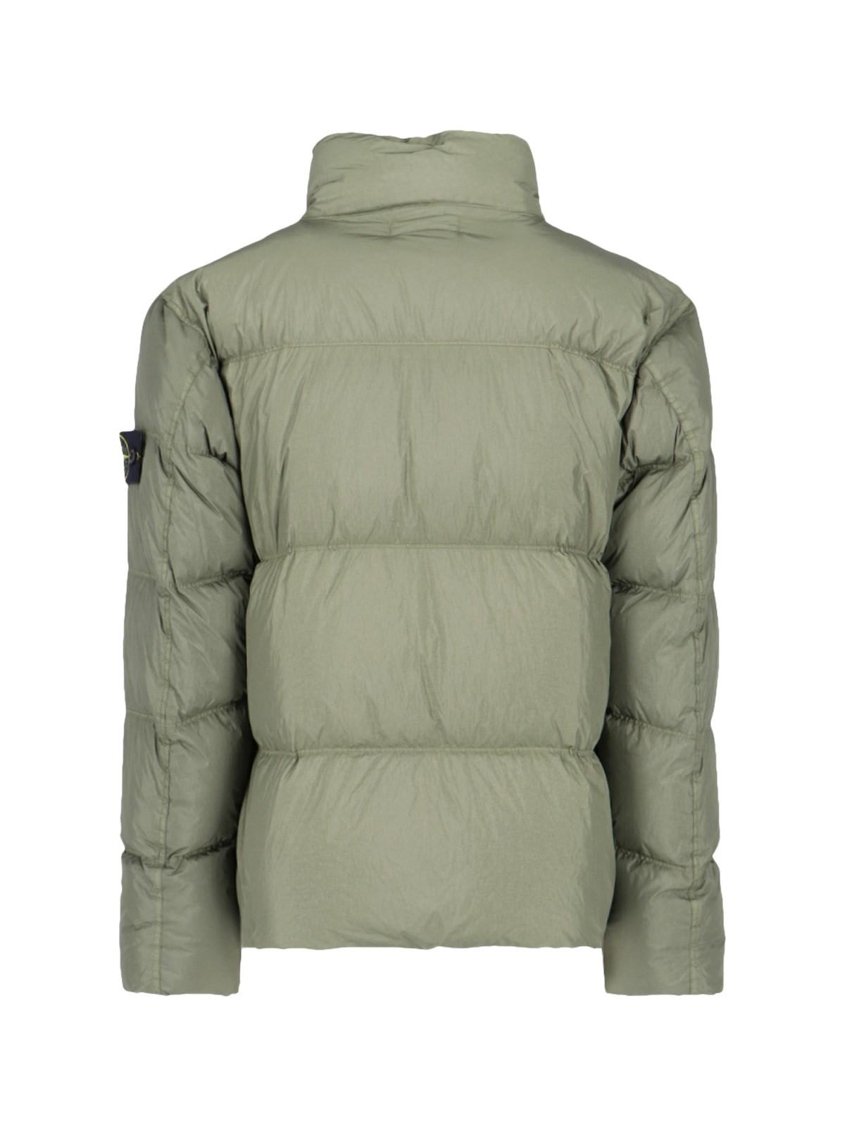 Shop Stone Island Logo Down Jacket In Muschio