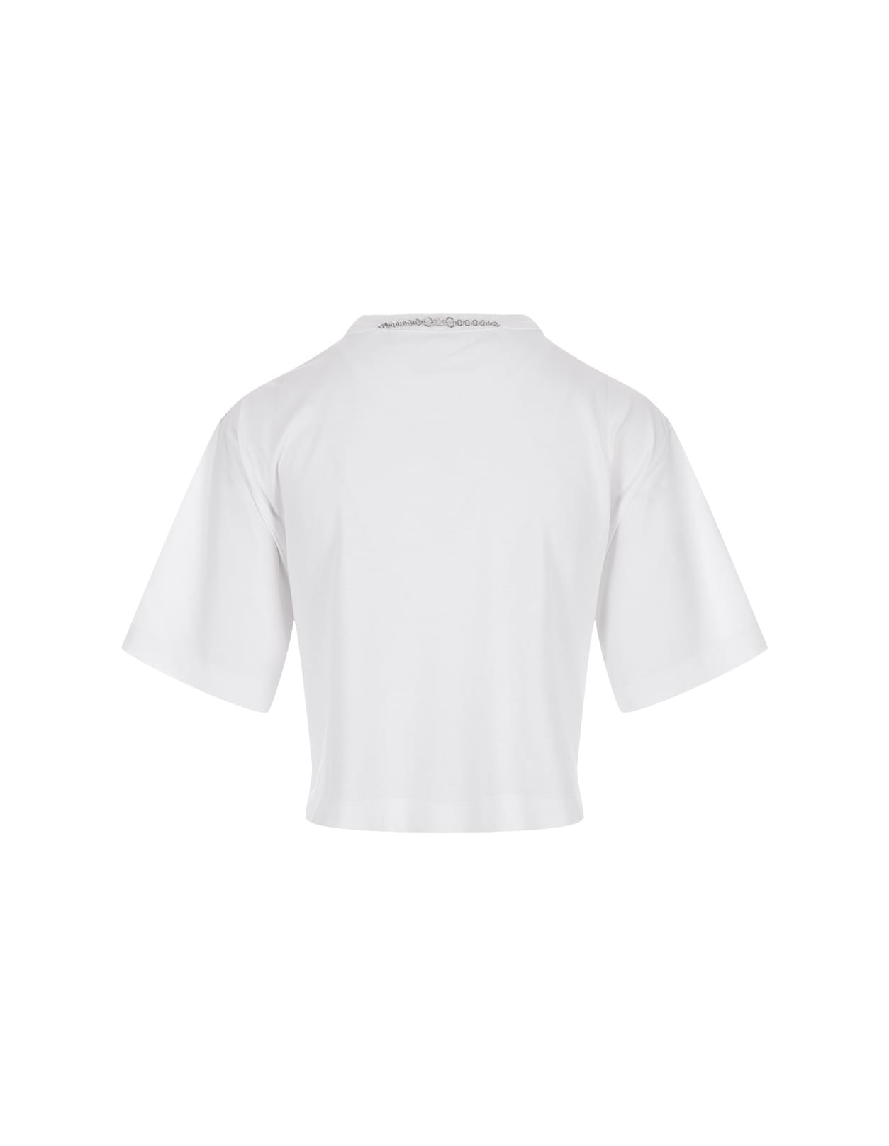 Shop Rabanne White Short T-shirt With Silver Mesh Panel