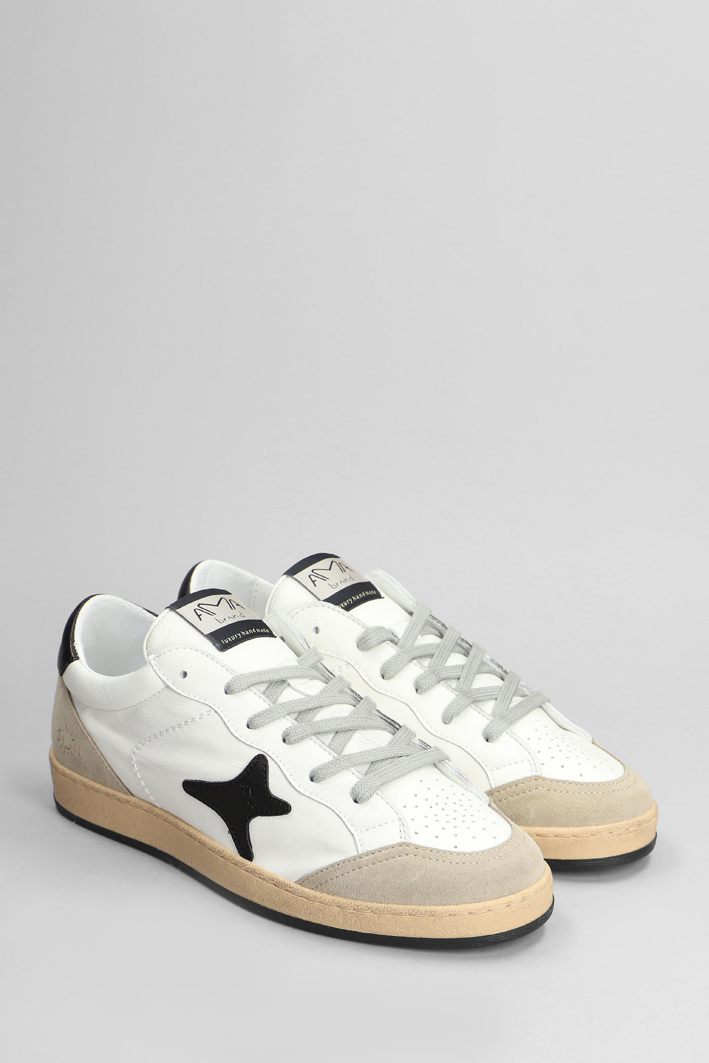 Shop Ama Brand Sneakers In White Suede And Leather