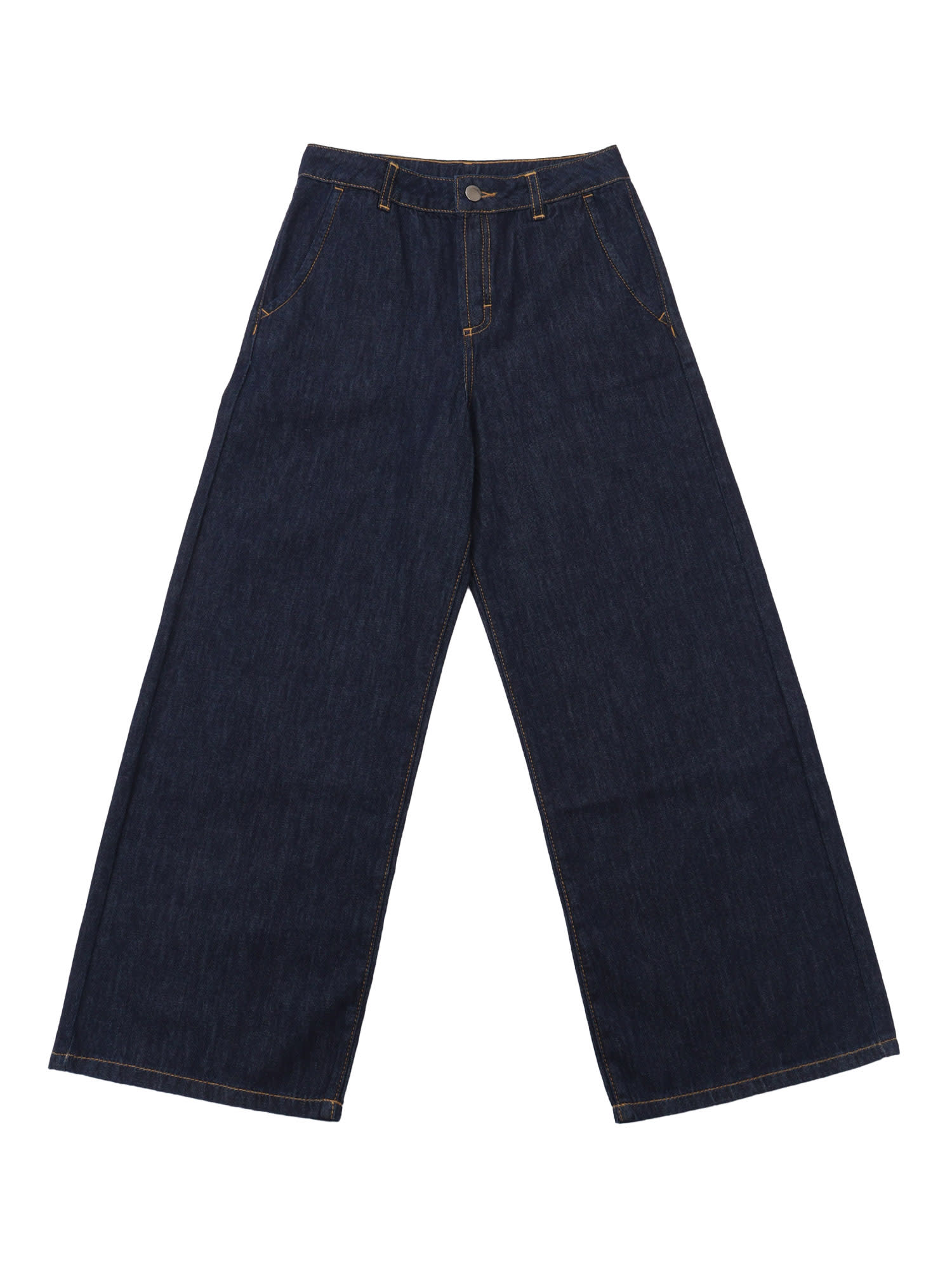 Emporio Armani Blue Jeans With Logo Patch On The Rear And Belt Loops In Denim Girl In Blue