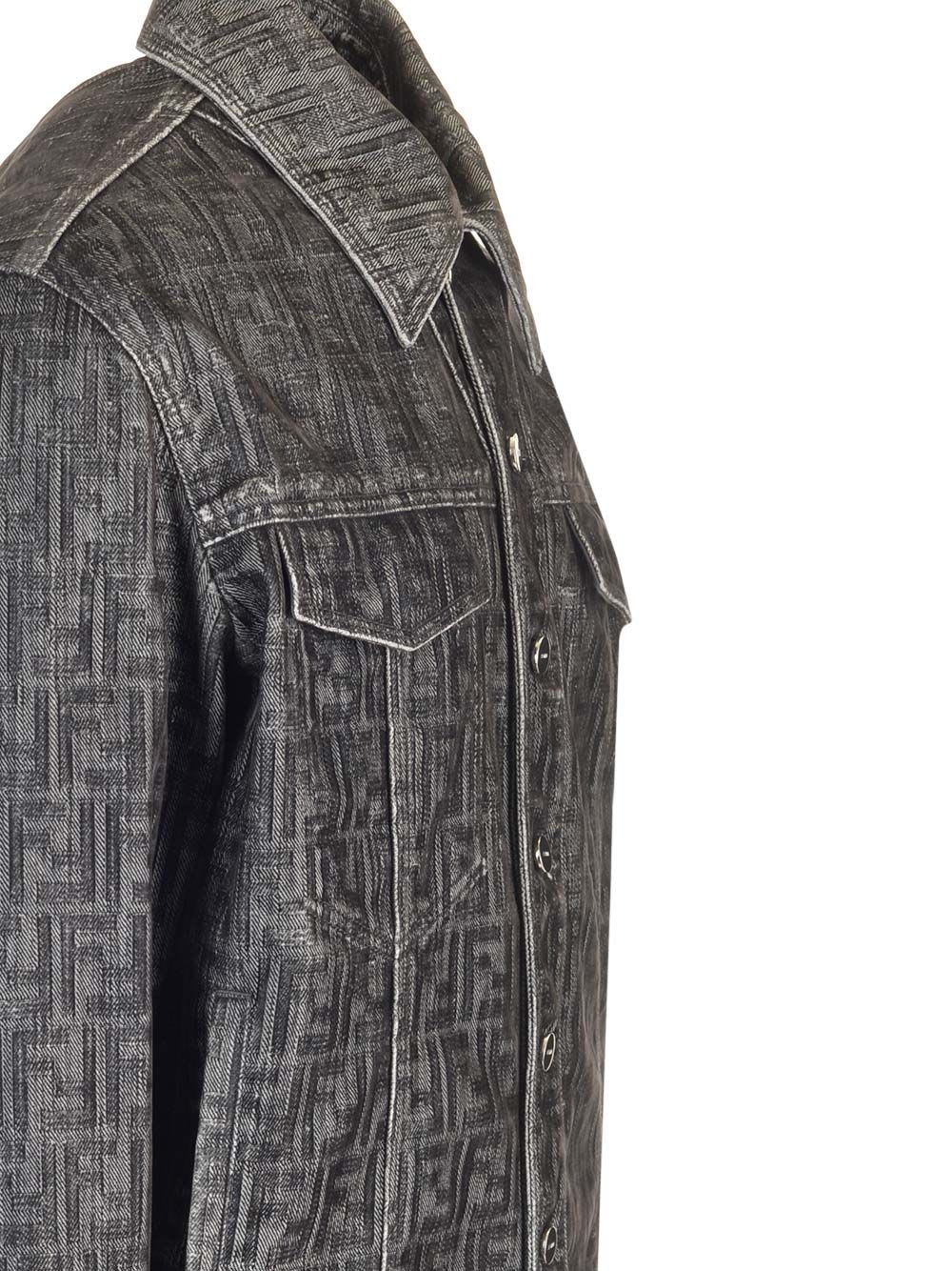 Shop Fendi Denim Jacket In Grey