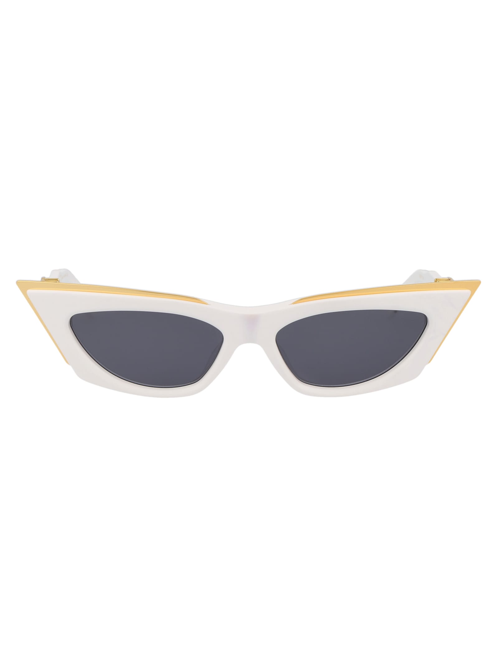 Shop Valentino V - Goldcut - I Sunglasses In White - Yellow Gold W/dark Grey