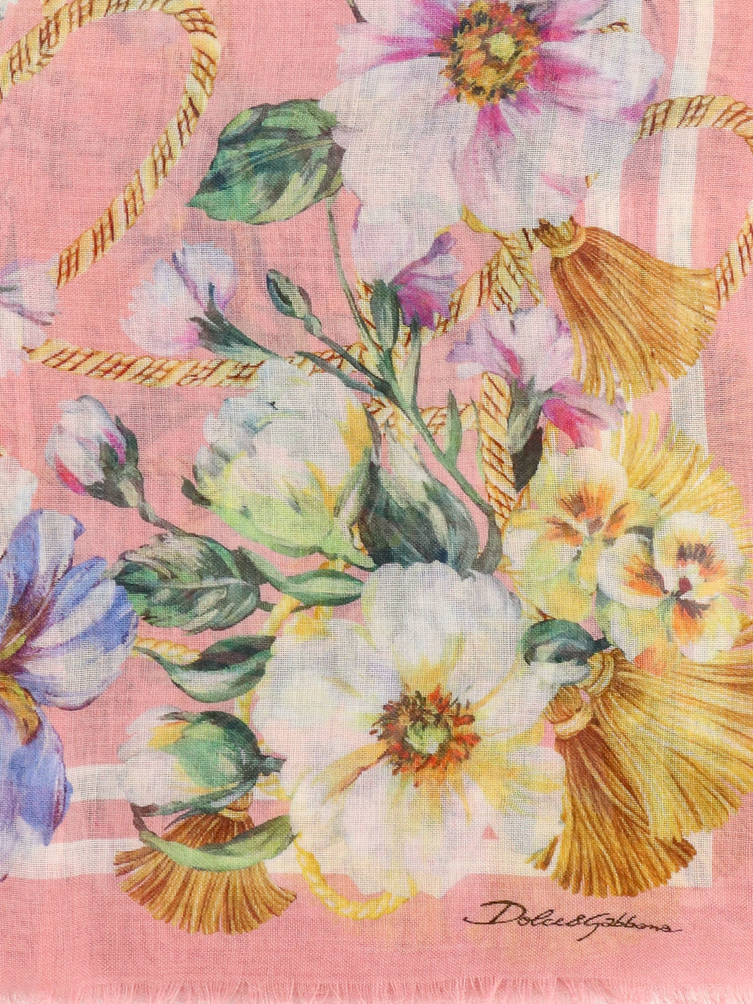 Dolce & Gabbana Floral Print Cashmere Silk Scarf
