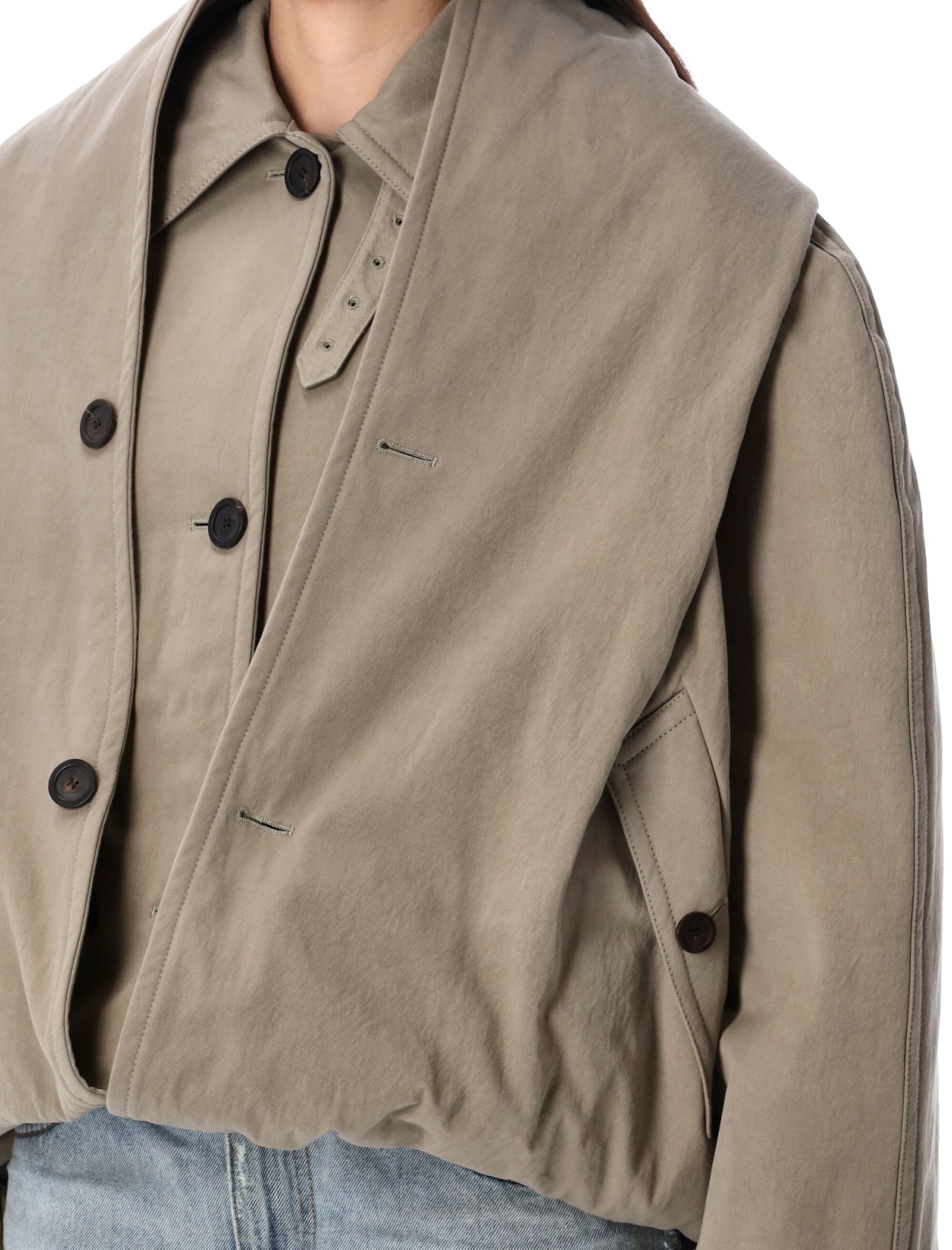 Balenciaga Flipped Hooded Trench In Brown