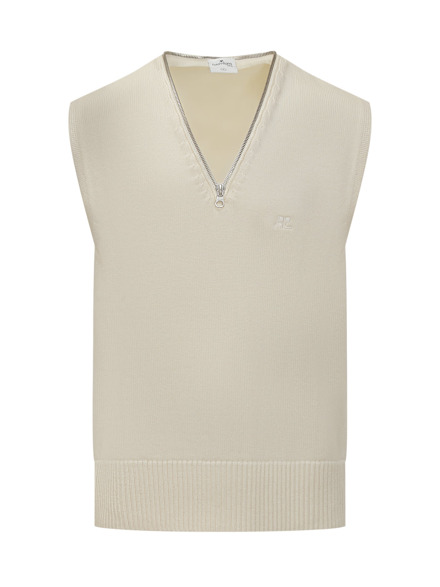 Shop Courrèges Vest With Logo In Natural