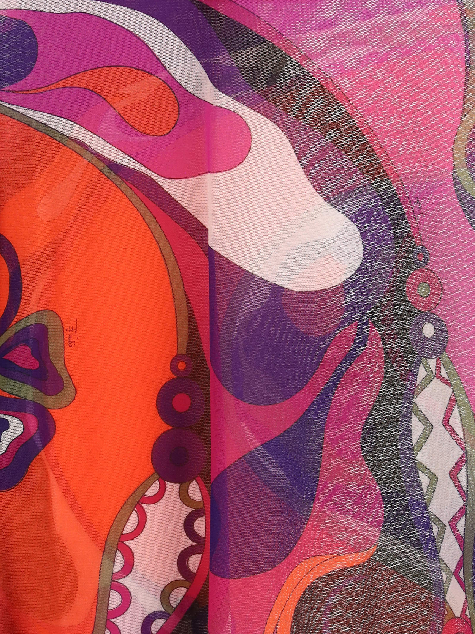 Pucci Tulle Top With Geometric Print In Multi