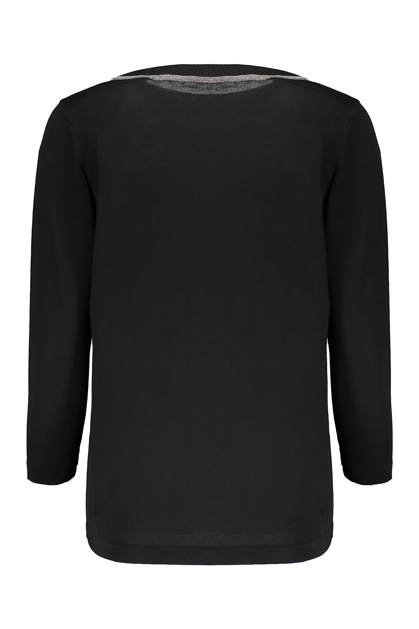 Fabiana Filippi Cotton V-neck Sweater In Black