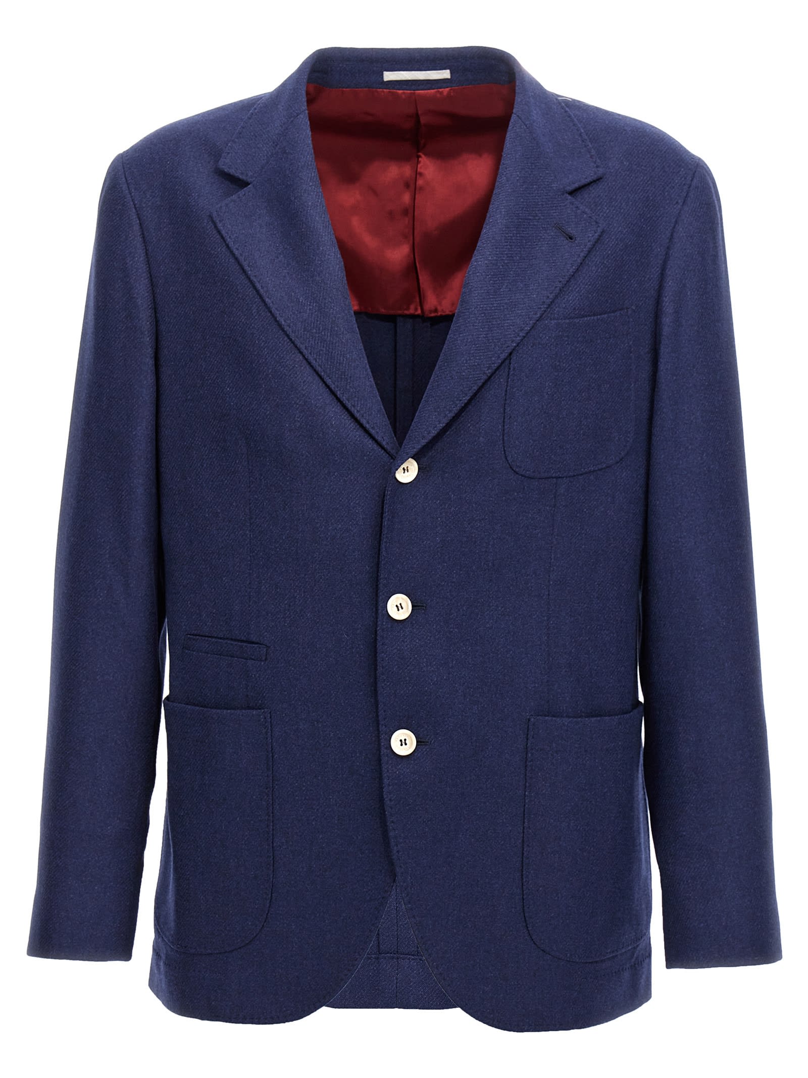 Shop Brunello Cucinelli Single-breasted Blazer In Blue