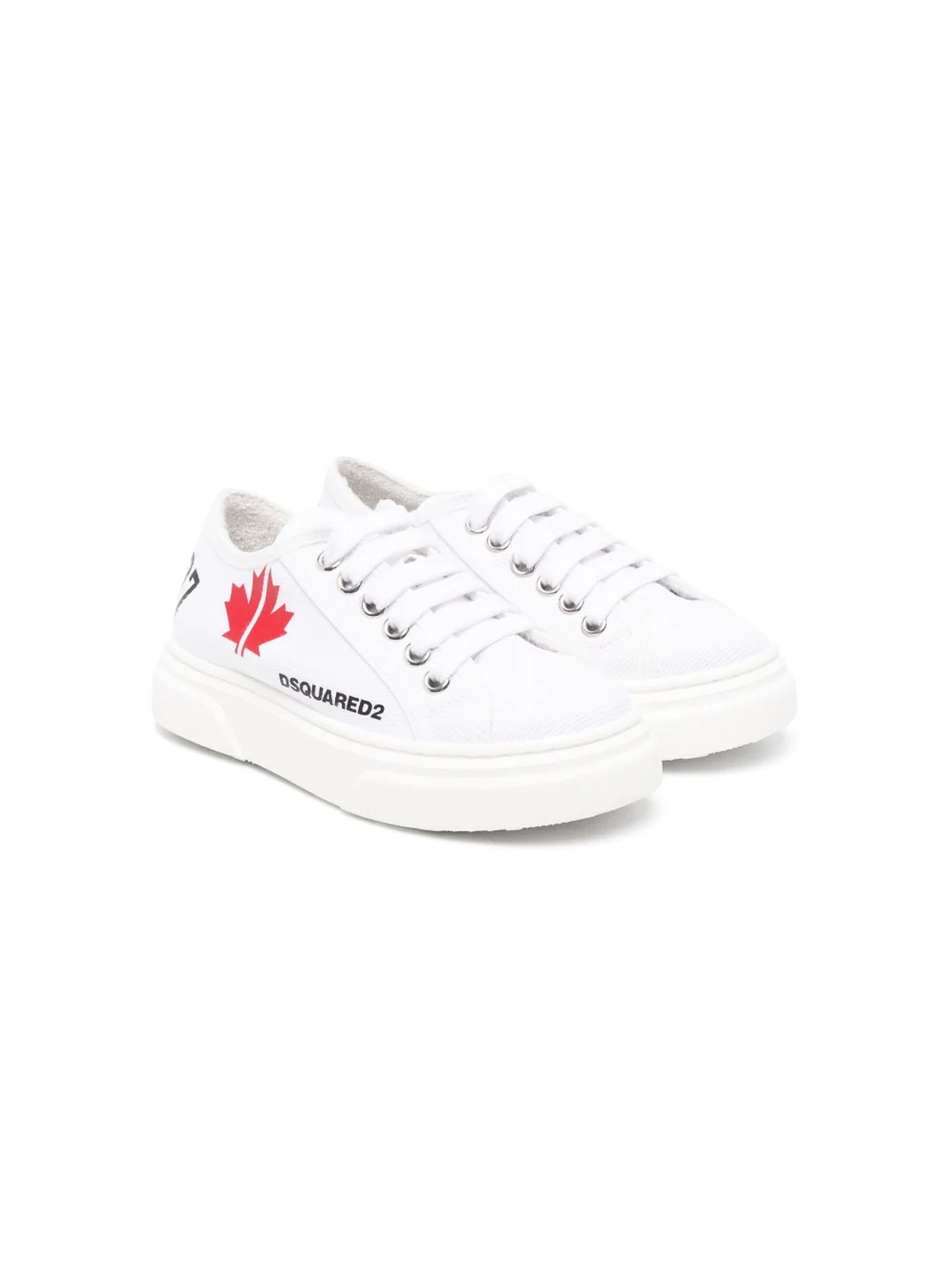 DSQUARED2 WHITE COTTON LOW-TOP SNEAKERS