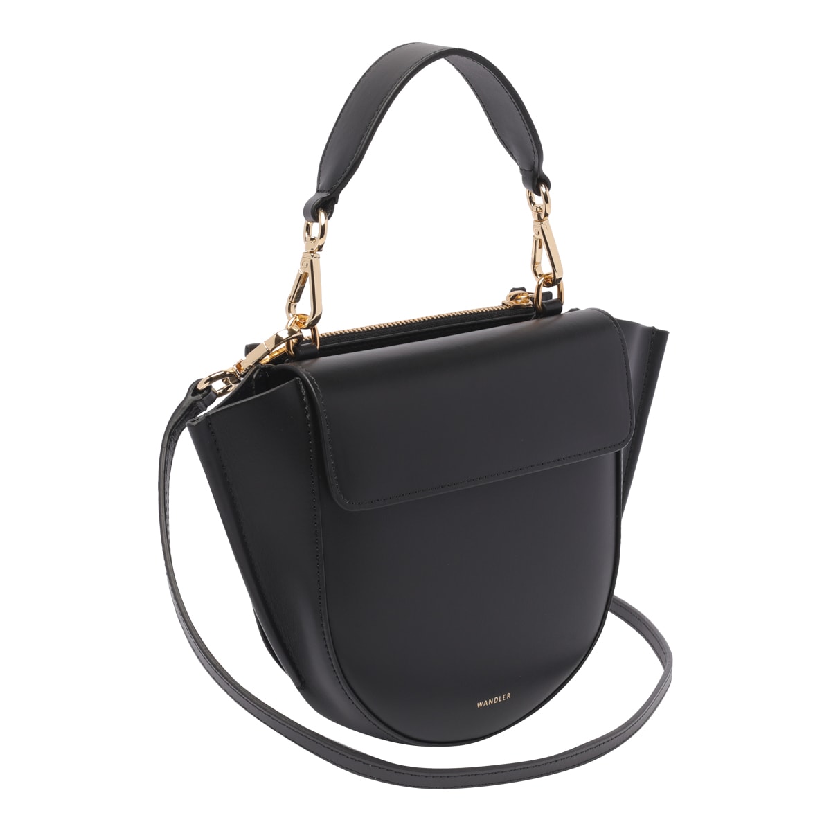 Wandler Hortensia Mini Smooth Leather Shoulder Bag In Black