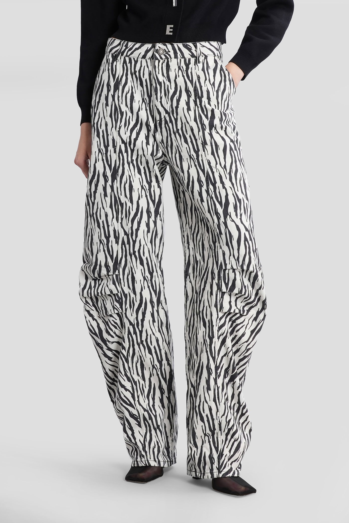 Rotate Birger Christensen Printed Cotton Twill Cargo Pants In Neutral