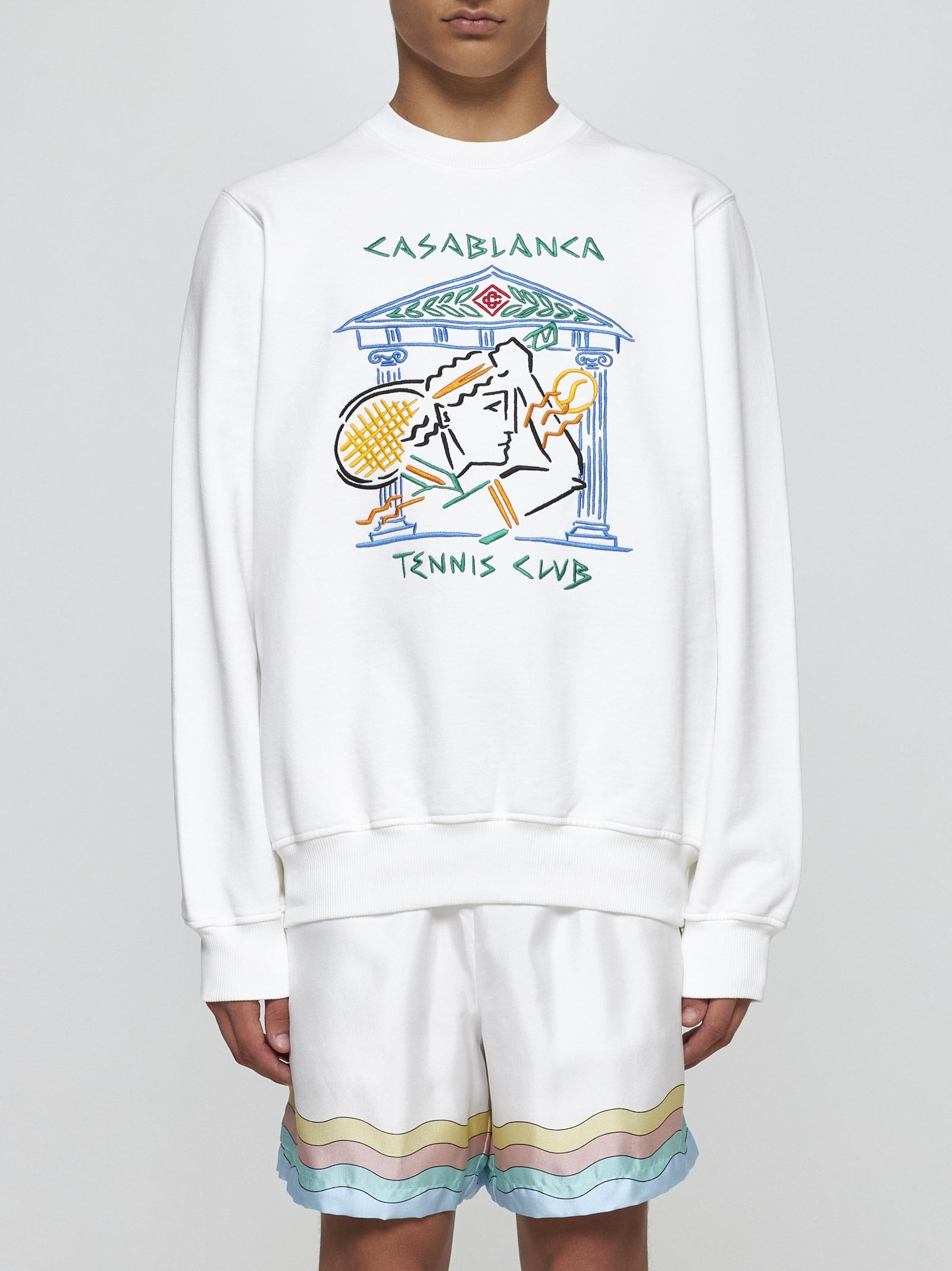 Shop Casablanca Crayon Temple Tennis Club Cotton Sweatshirt In White