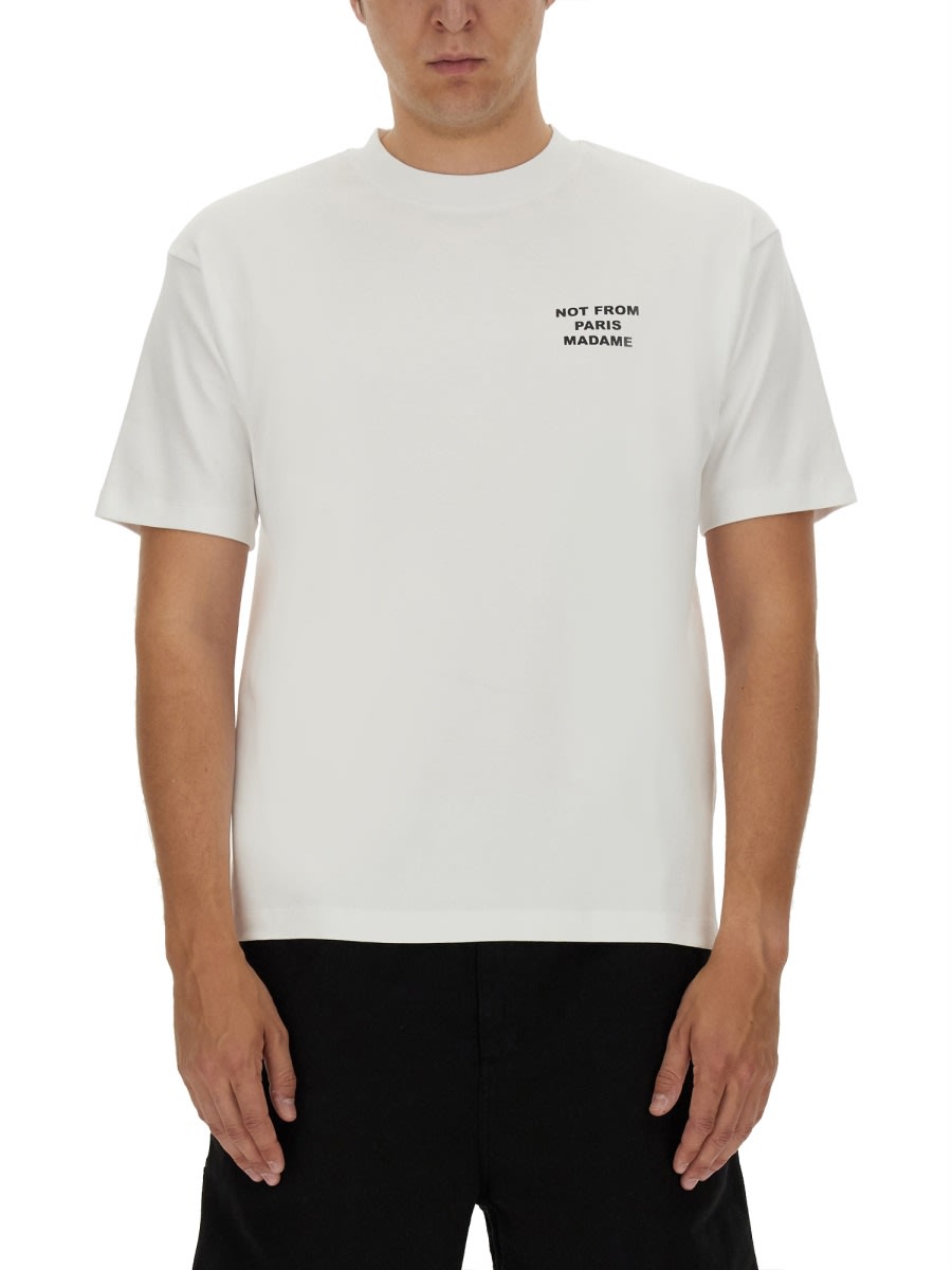 Shop Drôle De Monsieur Cotton T-shirt In White
