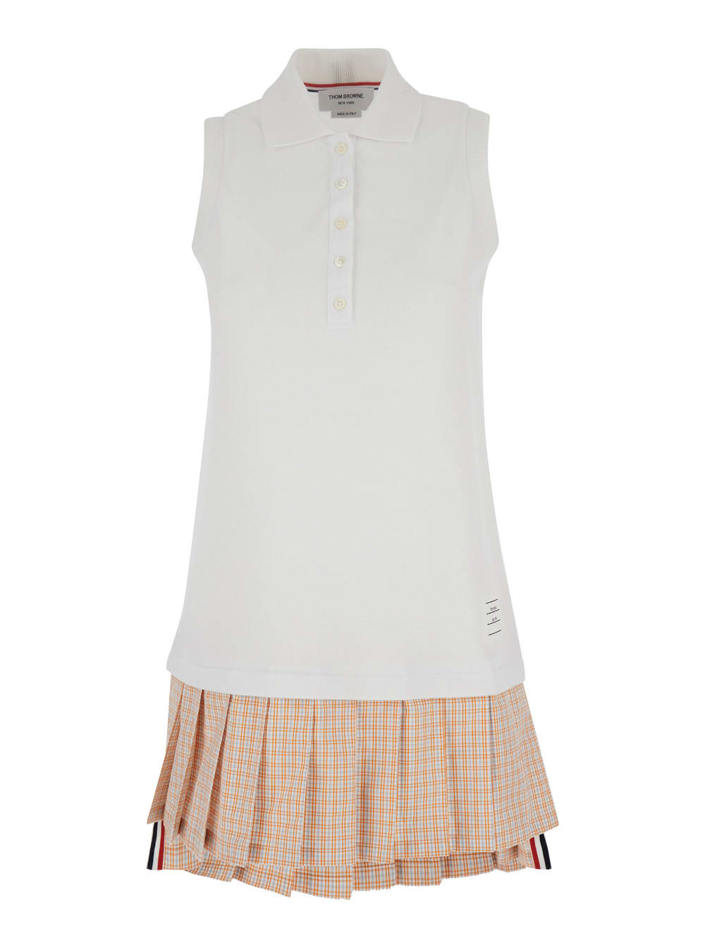 Shop Thom Browne Mini White And Orange Polo Dress In Cotton Woman